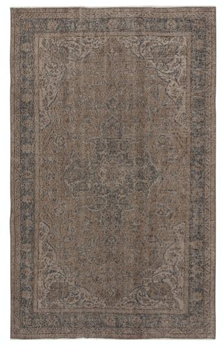 5.6x9 Ft Modern Turkish Floor Rug In Brown Color. Hand Knotted Area Rug