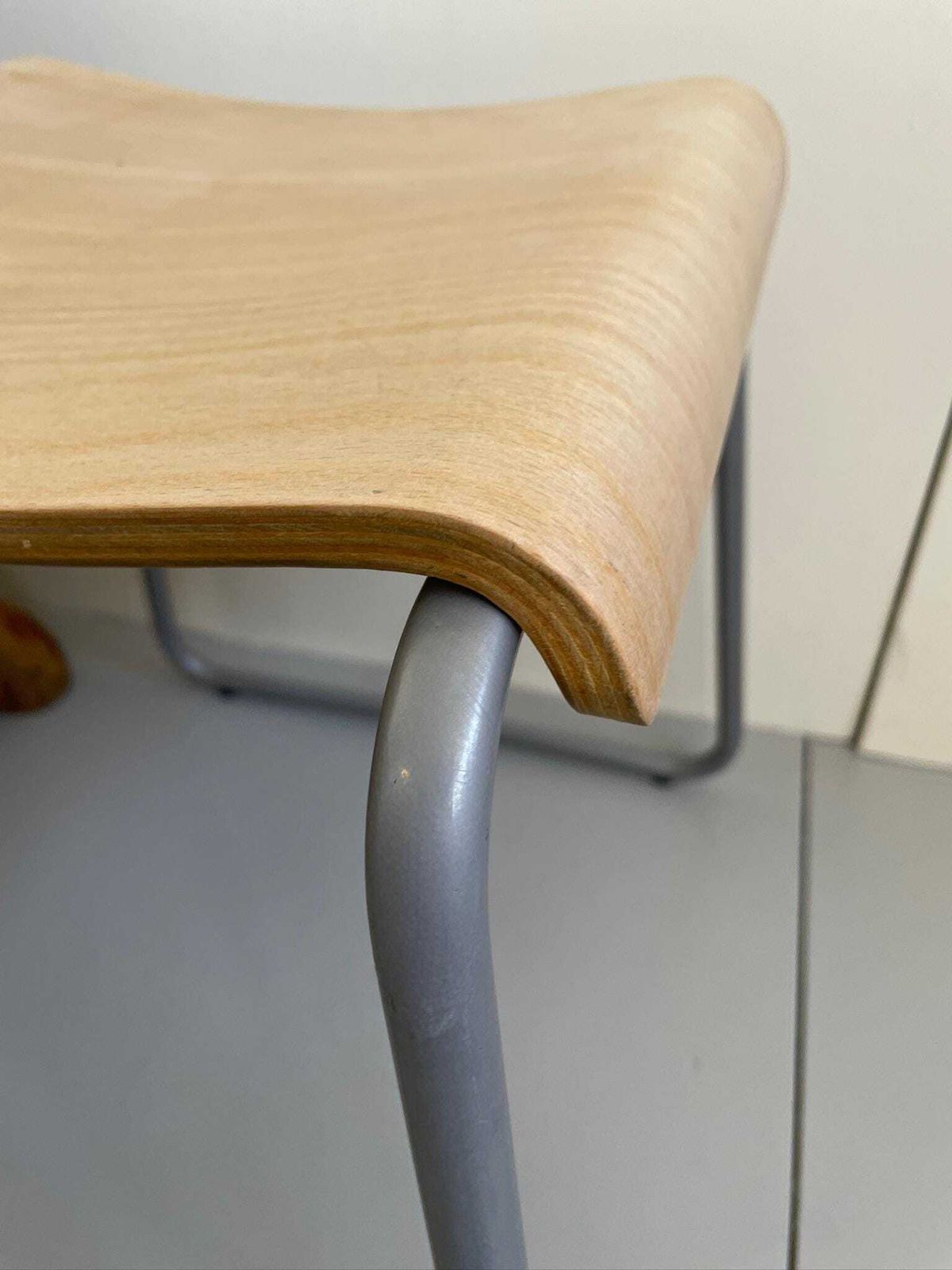 photo furniture Vintage Ikea Plywood Stool Designed By Kristian Pallar With Bent Metal Frame 90s
