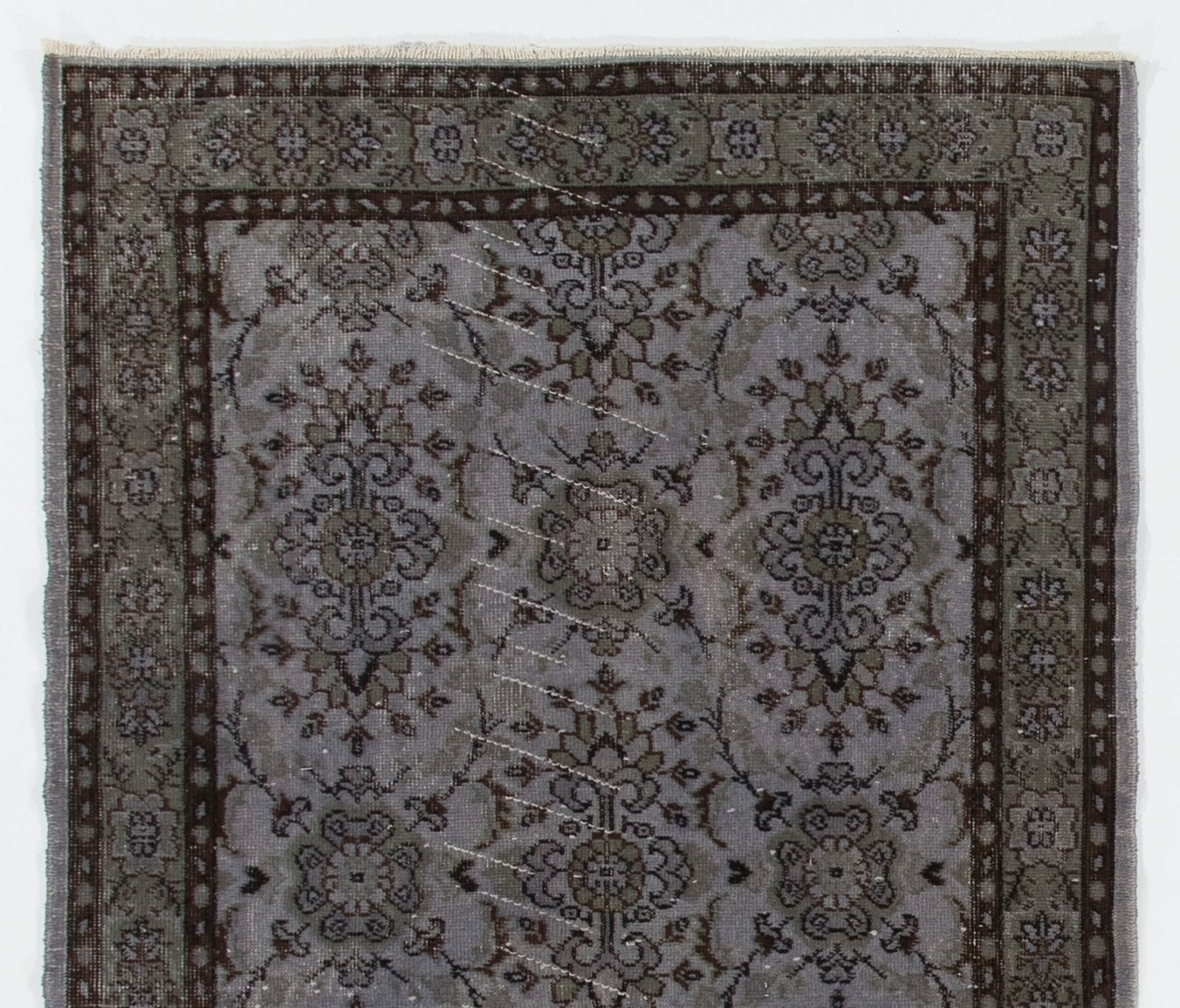 4x6.9 Ft Midcentury Rug Redyed In Gray For Modern Interiors, Handmade In Turkey photo Textiles