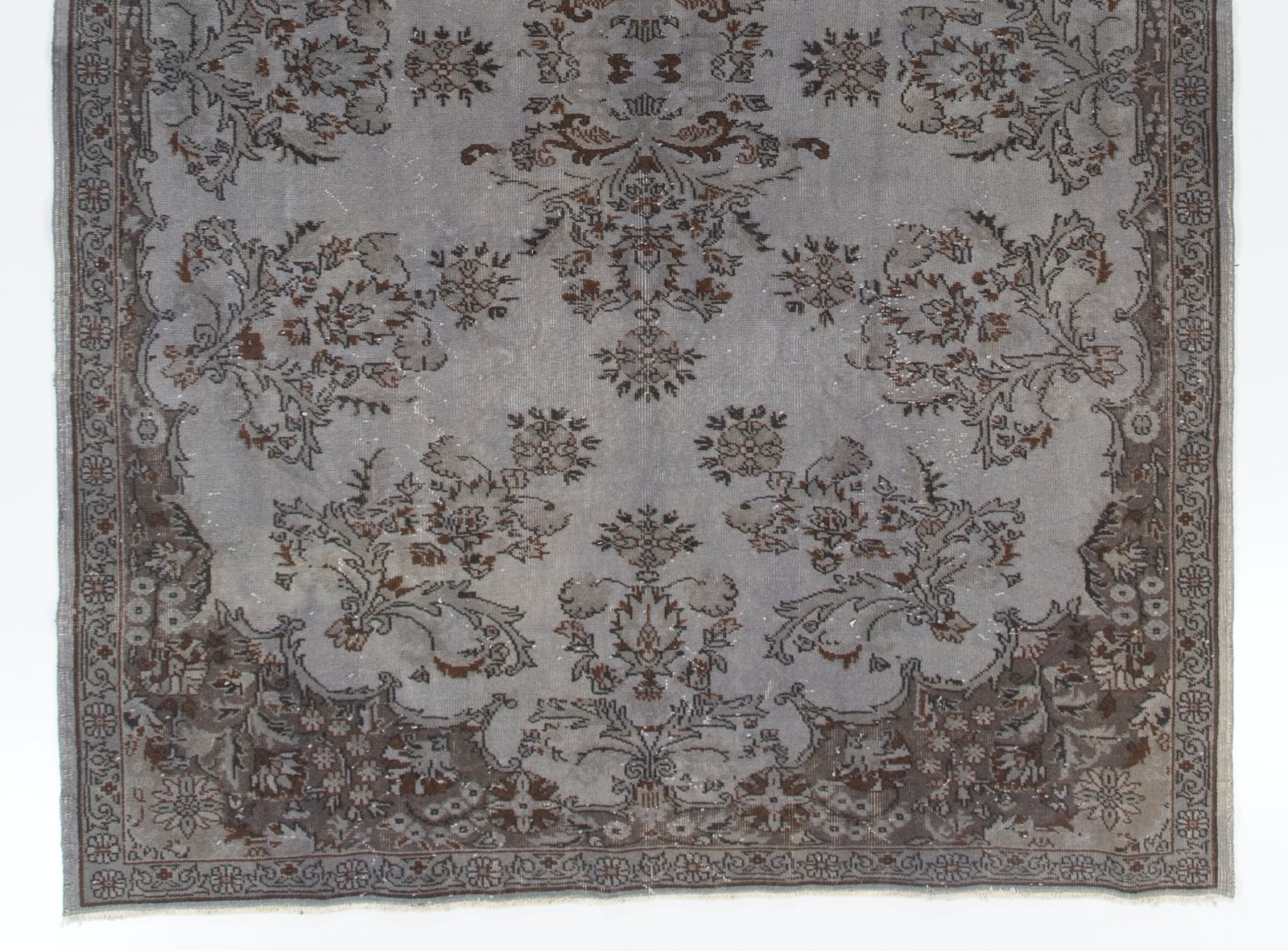 7x10.5 Ft Handmade Vintage Anatolian Rug Overdyed In Gray For Modern Interiors photo for sale