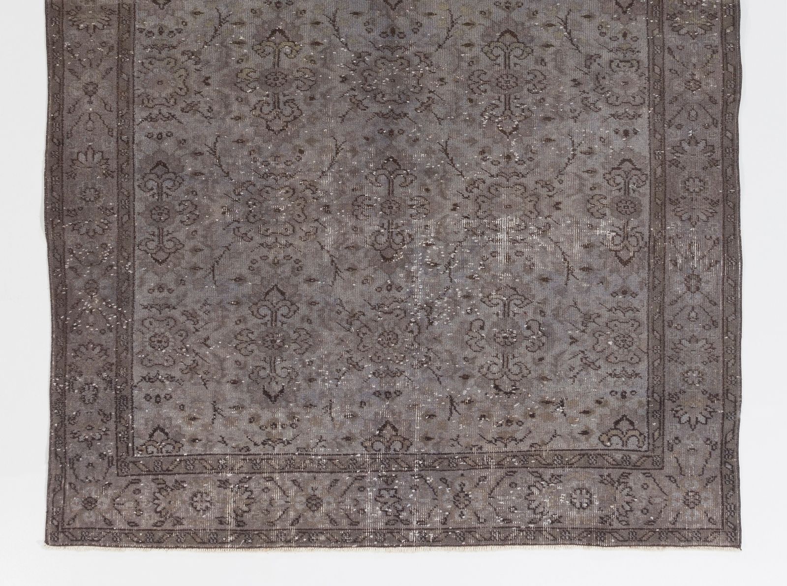 5.6x8.8 Ft Handmade Vintage Anatolian Rug Overdyed In Gray For Modern Interiors photo for sale