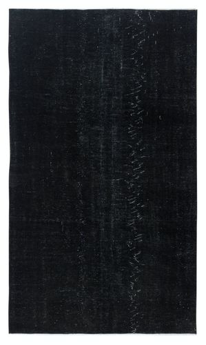 5.3x9 Ft Plain Black Color Over Dyed Area Rug, Handknotted In Turkey