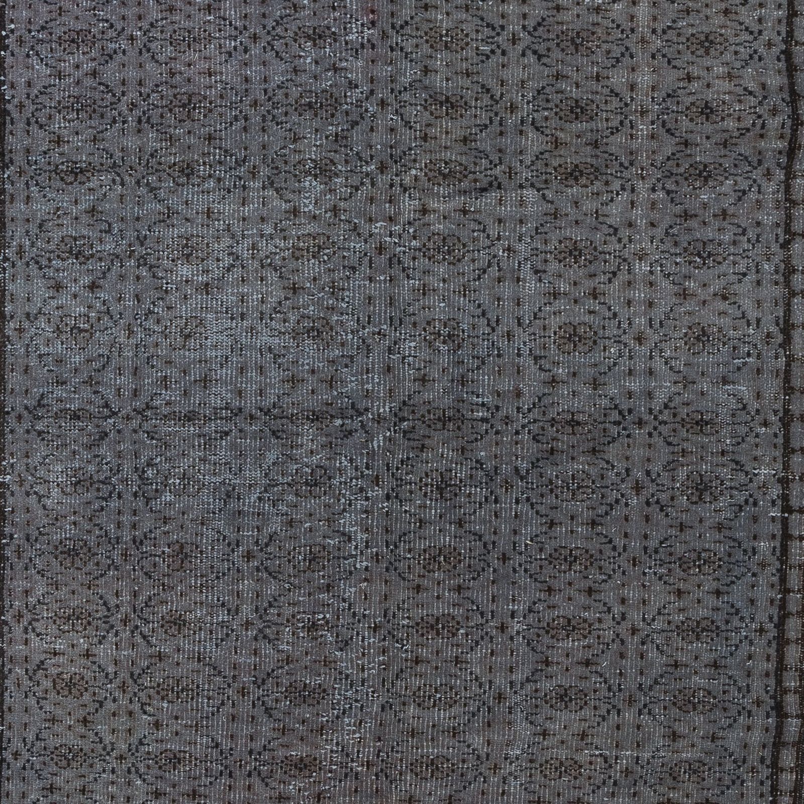 5.7x8.4 Ft Modern Handmade Turkish Gray Indoor Outdoor Rug With Floral Design photo 406.0