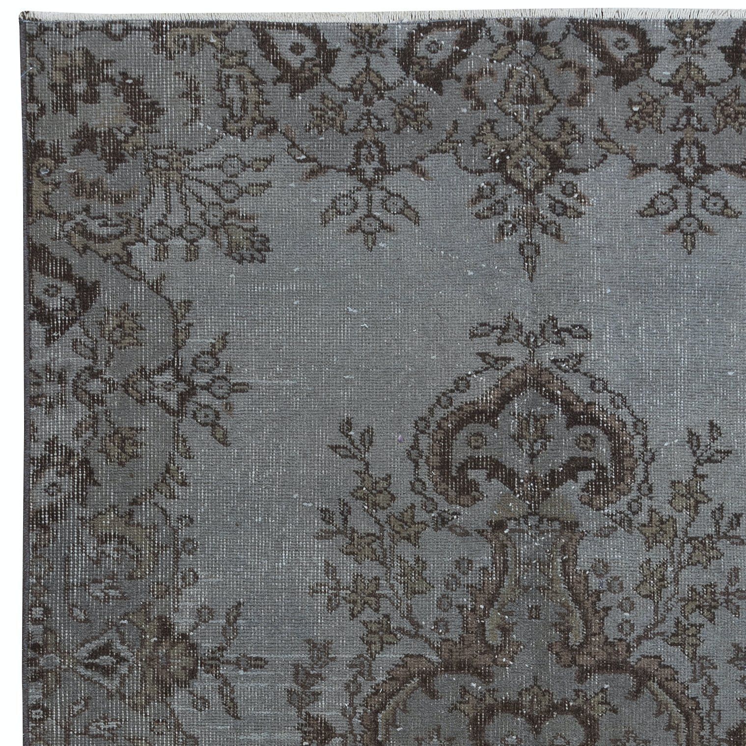 4x6.7 Ft Modern Handmade Turkish Gray Indoor Outdoor Rug With Medallion Design photo Textiles