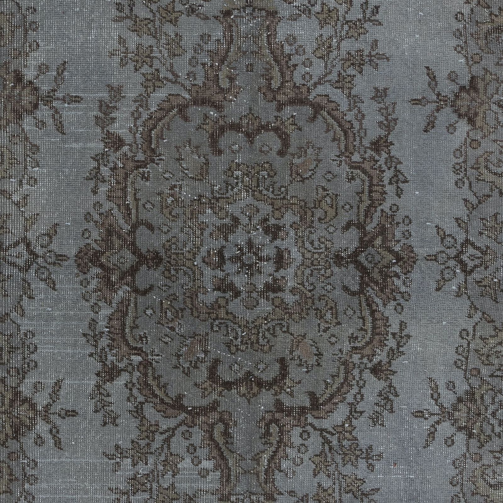 4x6.7 Ft Modern Handmade Turkish Gray Indoor Outdoor Rug With Medallion Design photo 223.0