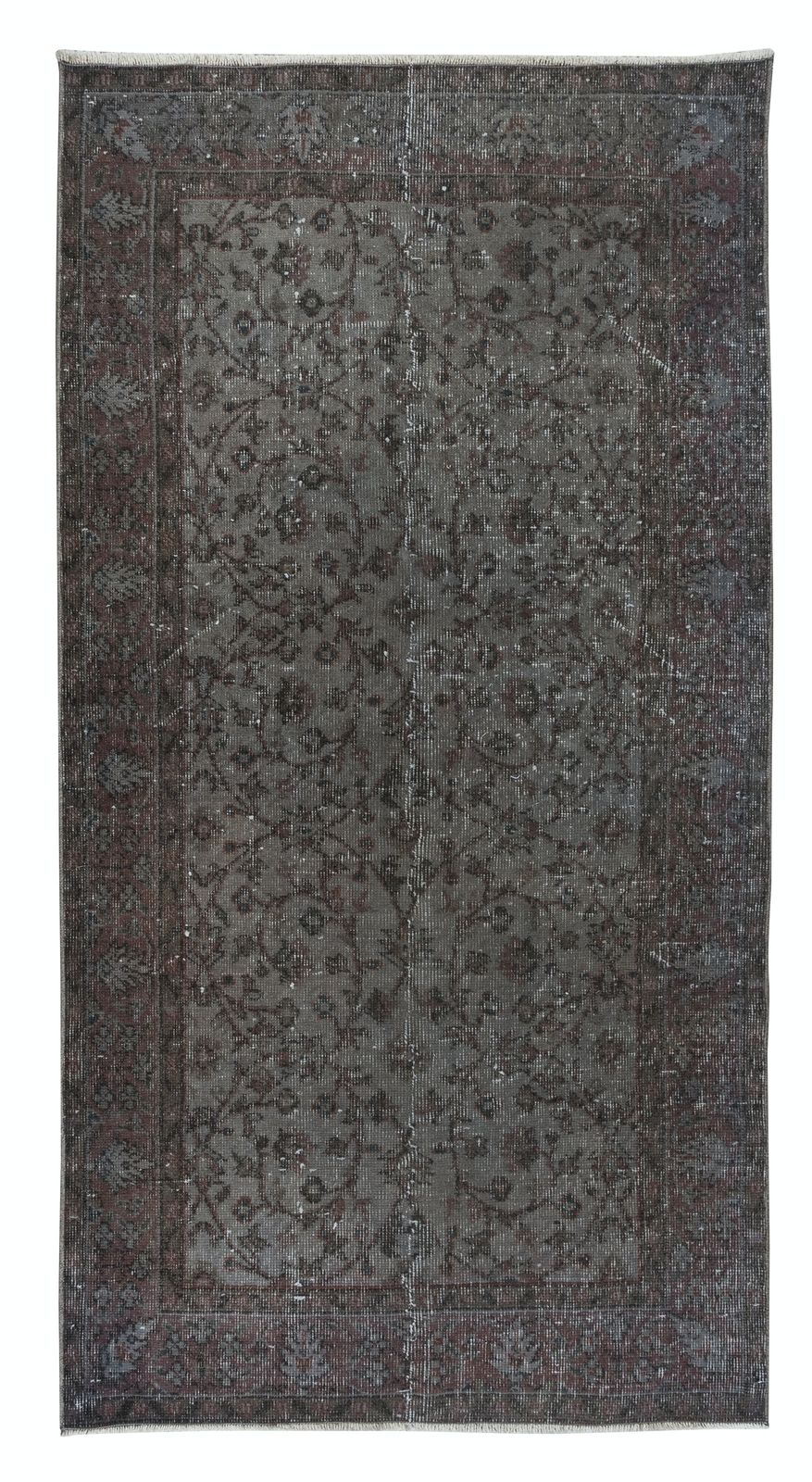 3.7x6.8 Ft Handmade Turkish Rug In Dark Gray, Great 4 Modern Interiors