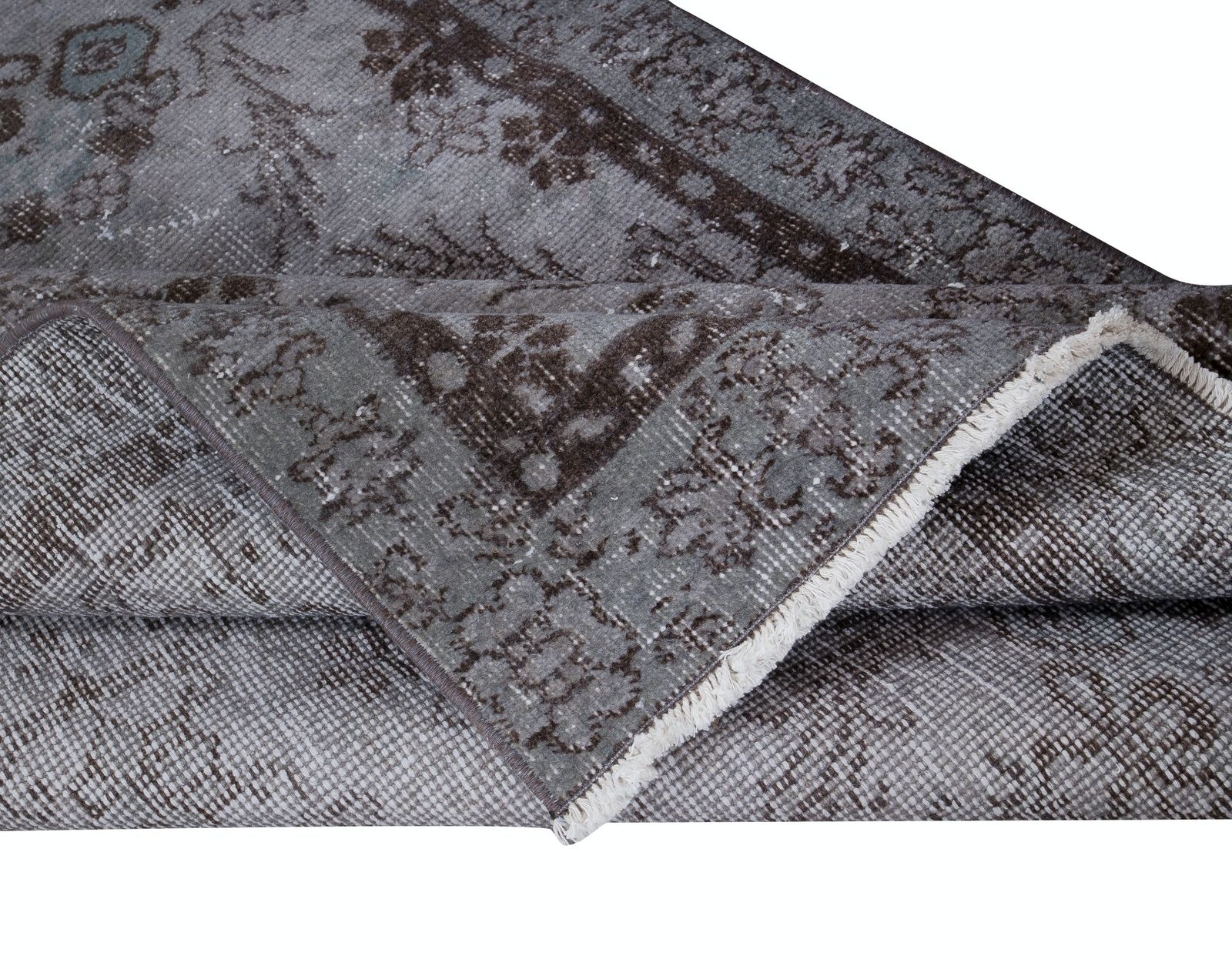 3.7x6 Ft Modern Handmade Turkish Accent Rug In Gray Tones, Low Pile Small Carpet photo for sale