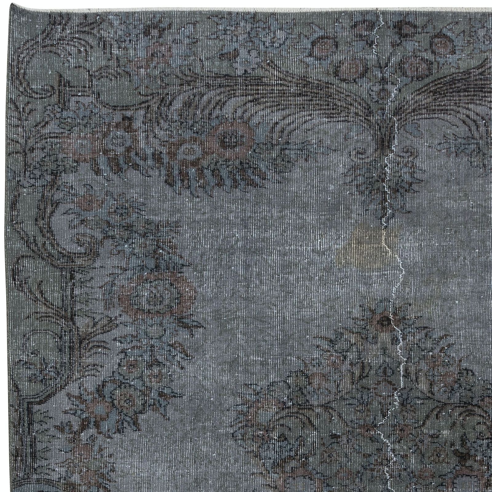 6.7x10 Ft Aubusson Inspired Gray Rug For Modern Interiors, Handmade In Turkey photo Textiles