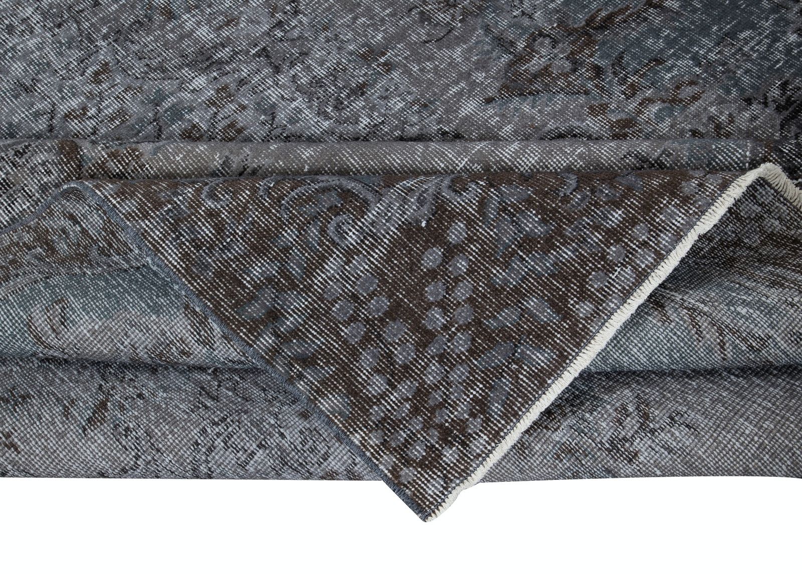 6x9.4 Ft Modern Handmade Turkish Area Rug In Pure Gray, Brown And Bluish Gray photo for sale