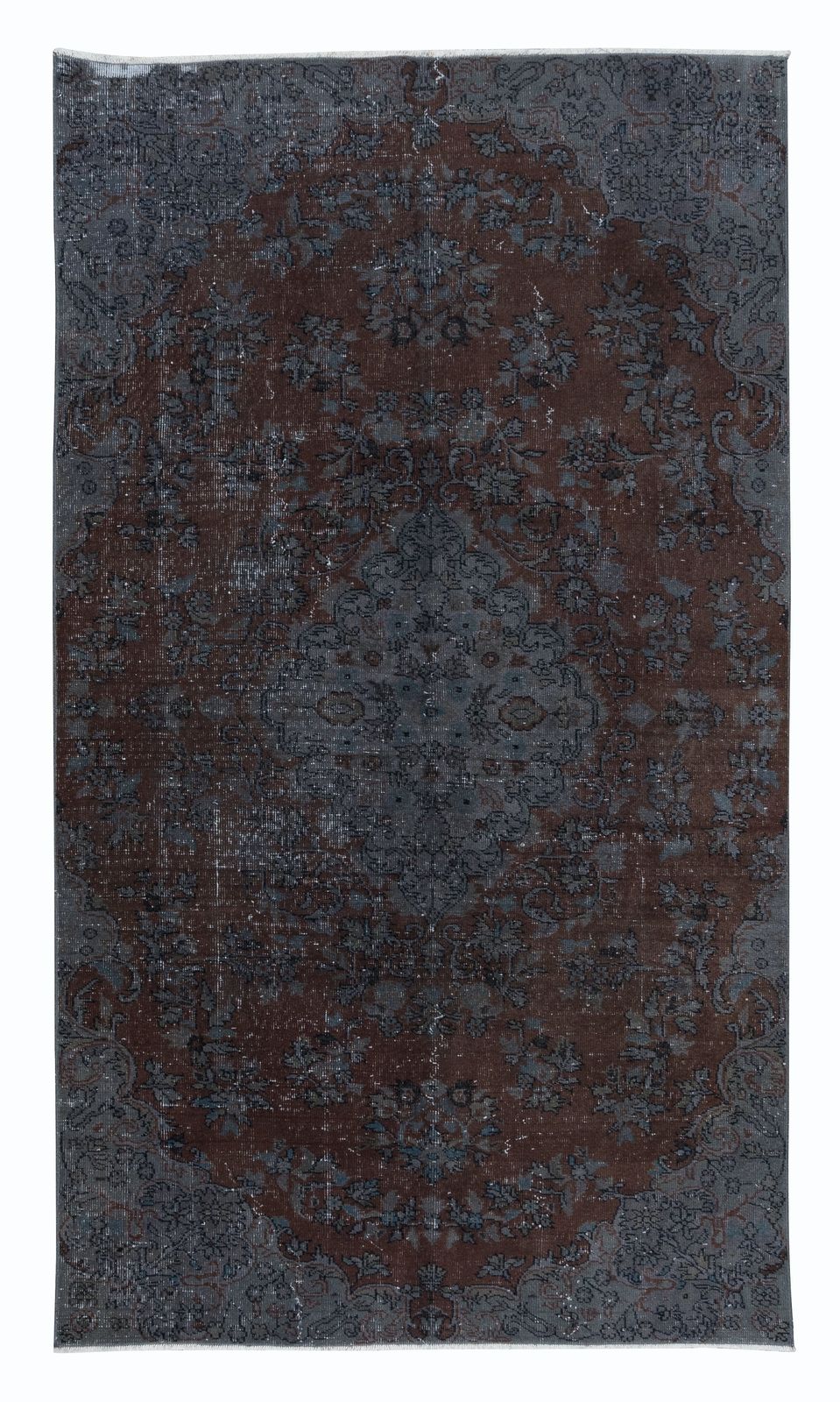 5x8.5 Ft Modern Handmade Turkish Rug In Gray & Brown For Living Room & Bedroom