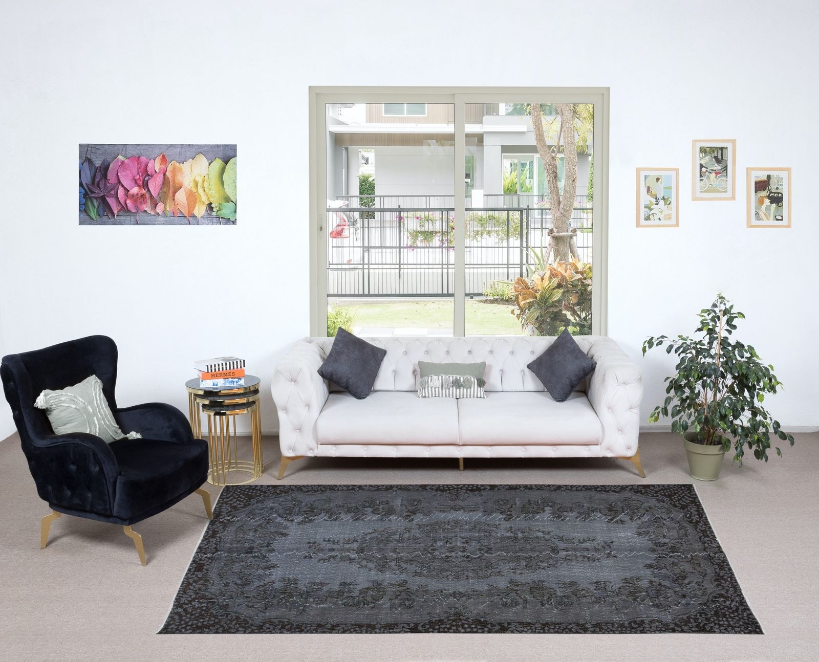 5.4x9.6 Ft Gray Handmade Turkish Rug With Medallion, Ideal For Modern Interiors photo furniture