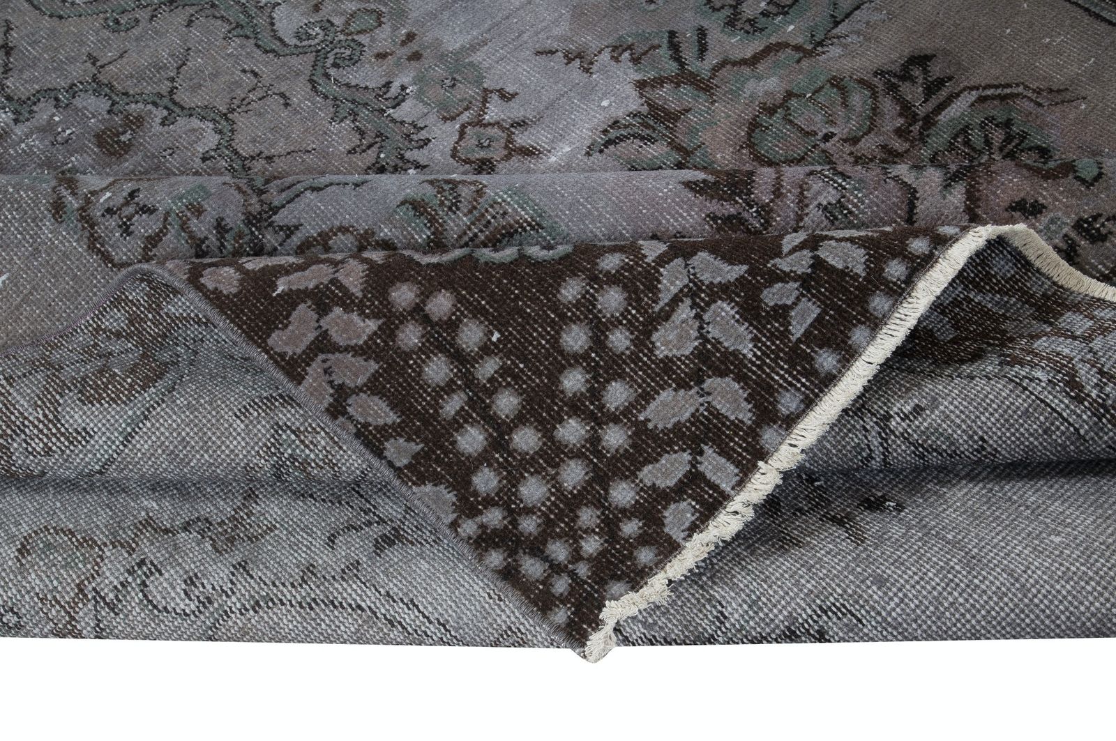5.6x9 Ft Hand Knotted Rug With Floral Medallion, Gray Modern Turkish Carpet photo for sale