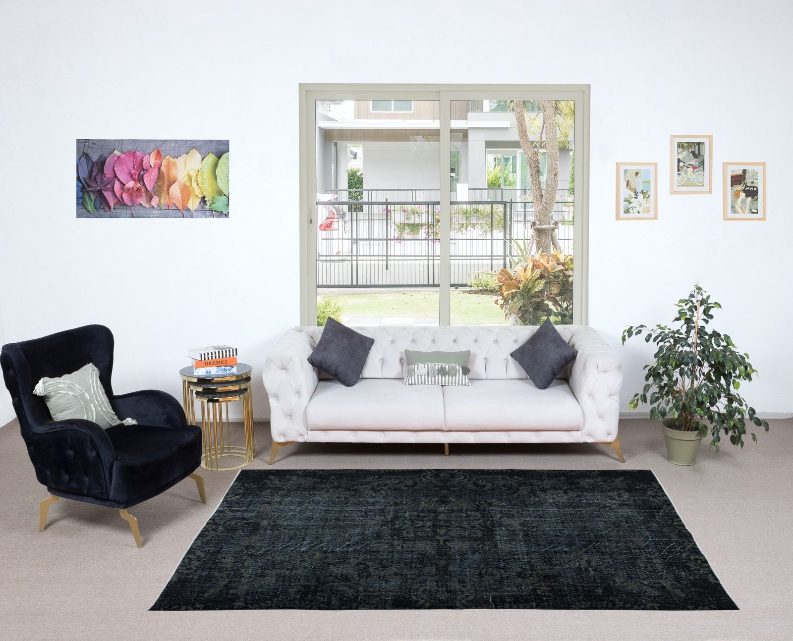 5.5x8.8 Ft Home Decor Carpet In Gray & Black, Modern Handmade Turkish Rug photo furniture