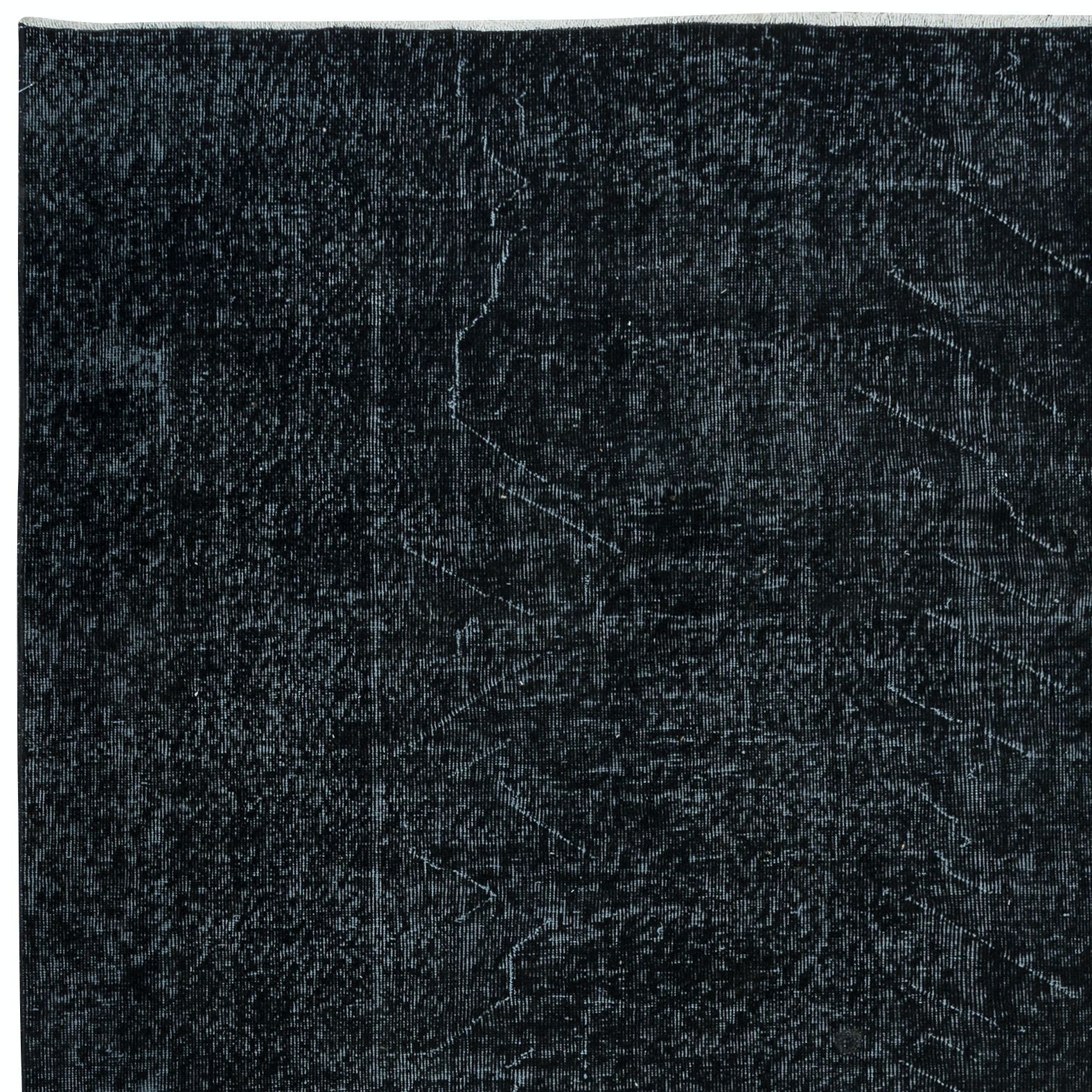 6.4x9 Ft Plain Black Area Rug, Handknotted And Handwoven In Isparta, Turkey photo Textiles