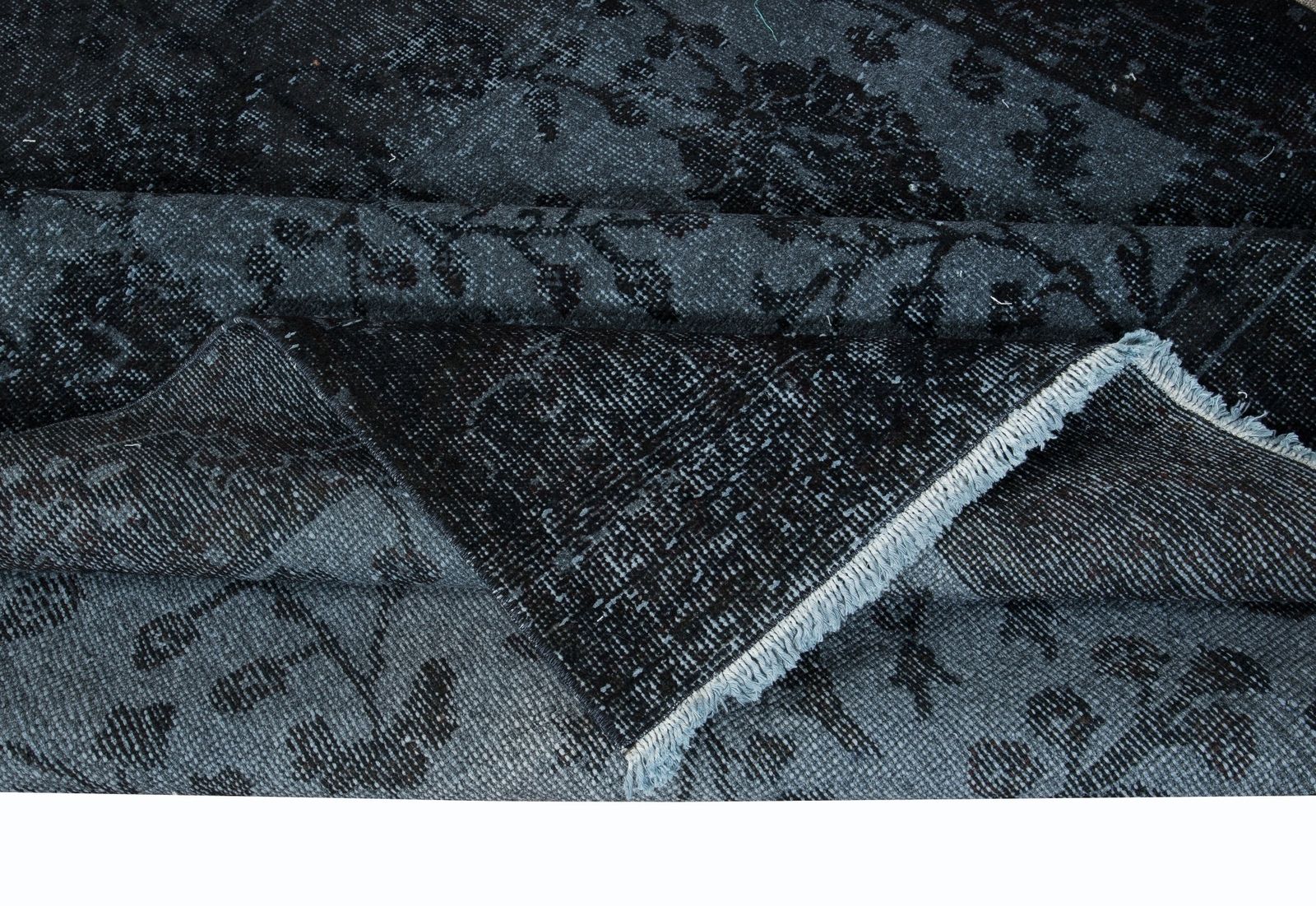 5.5x9.8 Ft Black Wool Area Rug For Modern Interiors, Hand Knotted In Turkey photo for sale