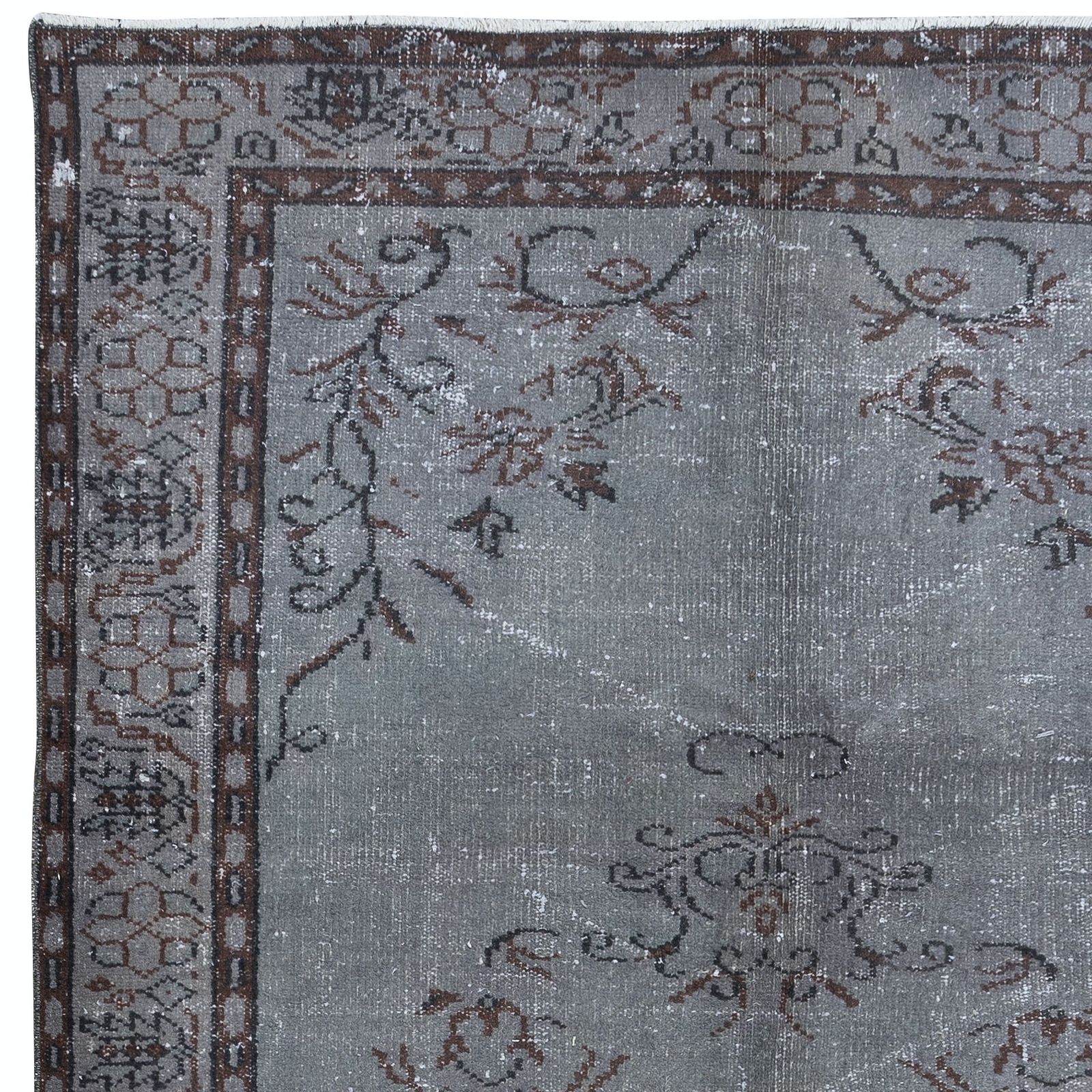 5.6x9.4 Ft Modern Gray Handmade Area Rug, Turkish Carpet With Medallion Design photo Textiles