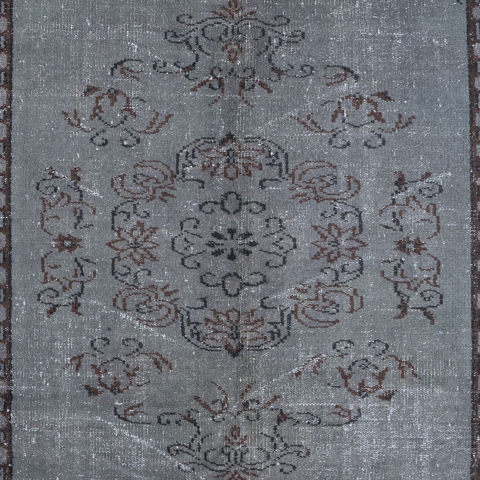 5.6x9.4 Ft Modern Gray Handmade Area Rug, Turkish Carpet With Medallion Design photo 537.0
