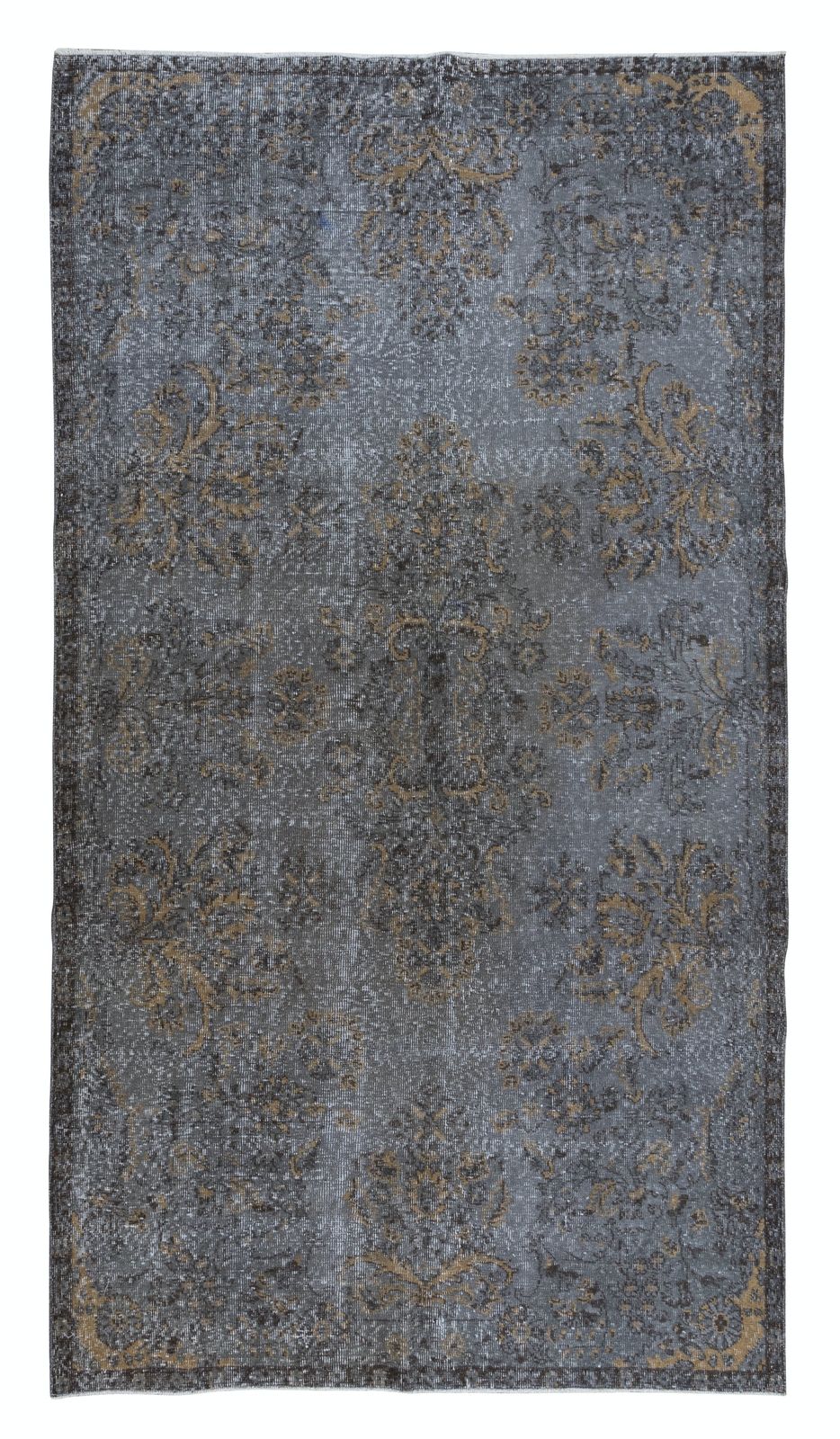 5.6x10 Ft Handmade Room Size Rug, Upcycled Turkish Carpet In Gray & Beige