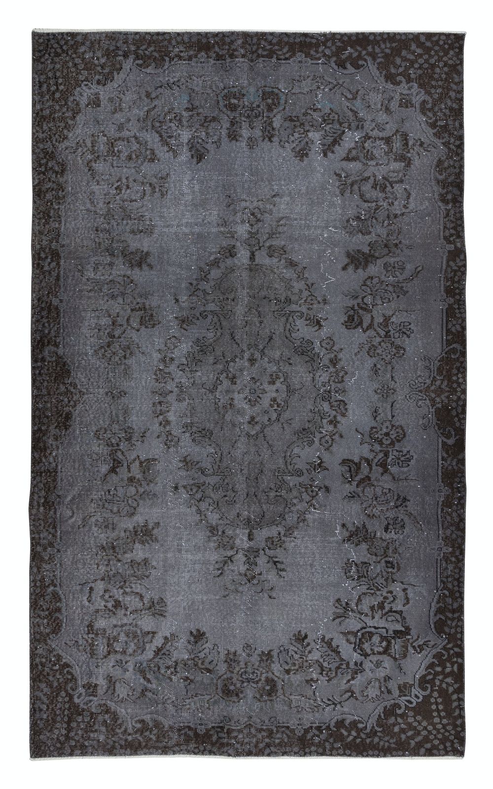 5.7x9.2 Ft Modern Overdyed Hand Knotted Wool Gray Area Rug From Turkey