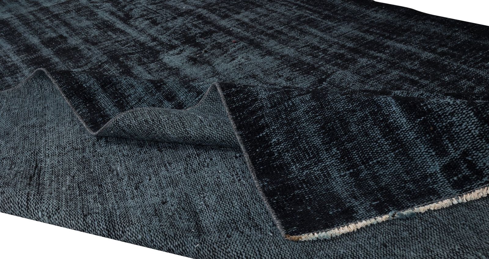 6x9 Ft Handmade Vintage Turkish Area Rug Over Dyed In Black 4 Modern Interiors photo for sale