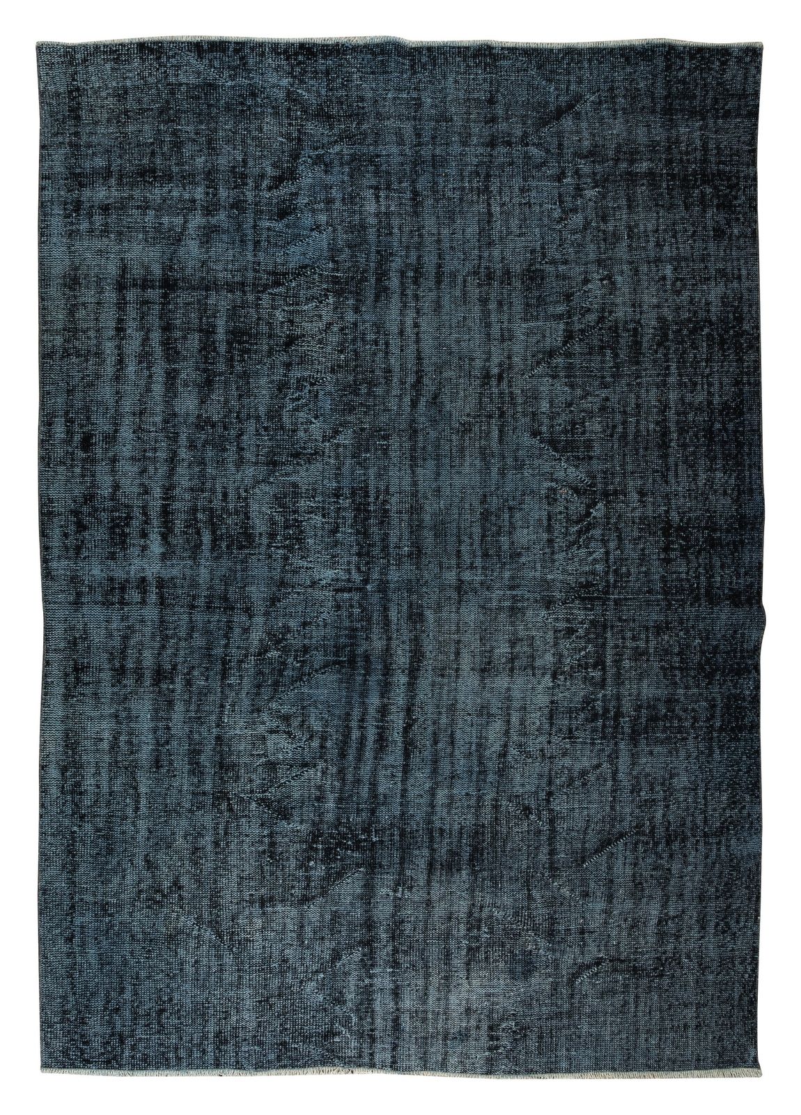 7.5x10.2 Ft Handmade Vintage Turkish Rug Over Dyed In Black For Modern Interior