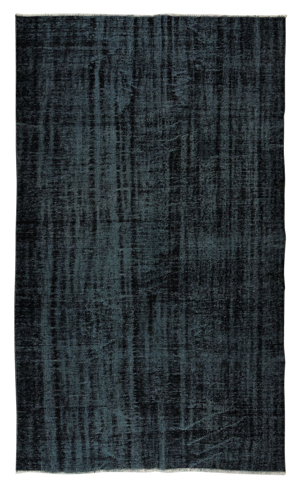5.7x9.4 Ft Modern Anatolian Area Rug Over Dyed In Black, Vintage Handmade Carpet