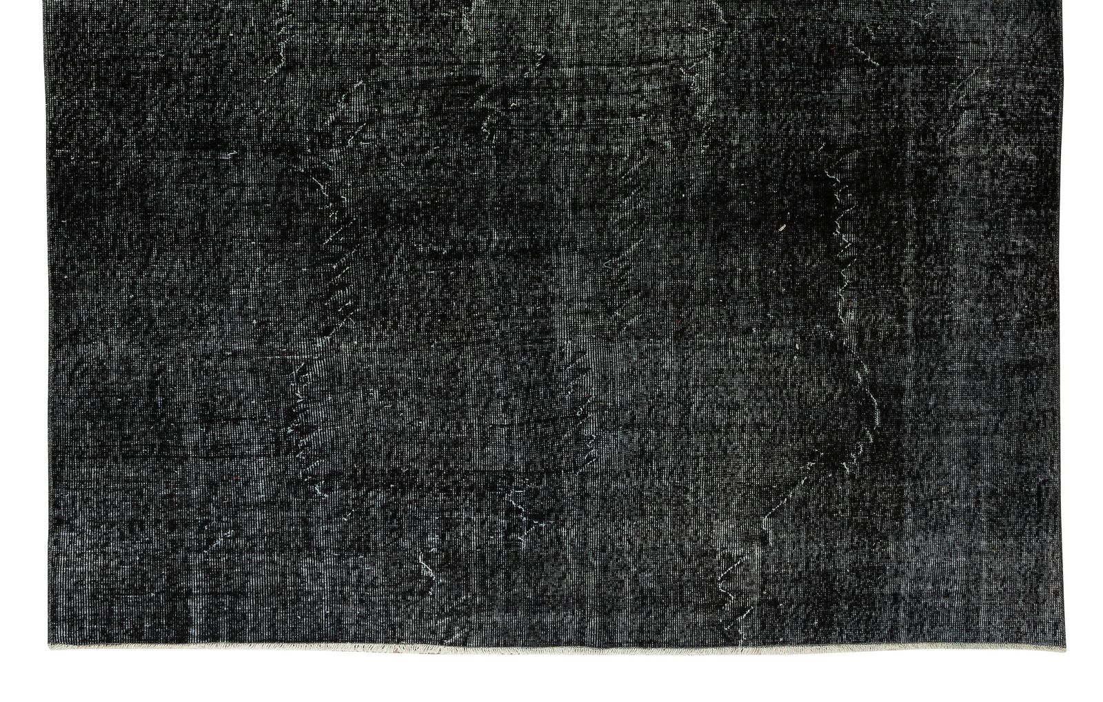 6.8x8.4 Ft Hand Knotted Vintage Turkish Rug Over Dyed In Black For Modern Homes photo 491.0