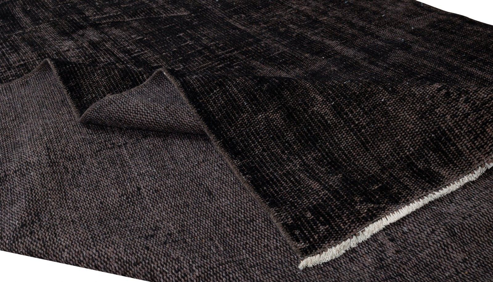 5.5x8.7 Ft Contemporary Vintage Area Rug Overdyed In Black, Handmade In Turkey photo for sale