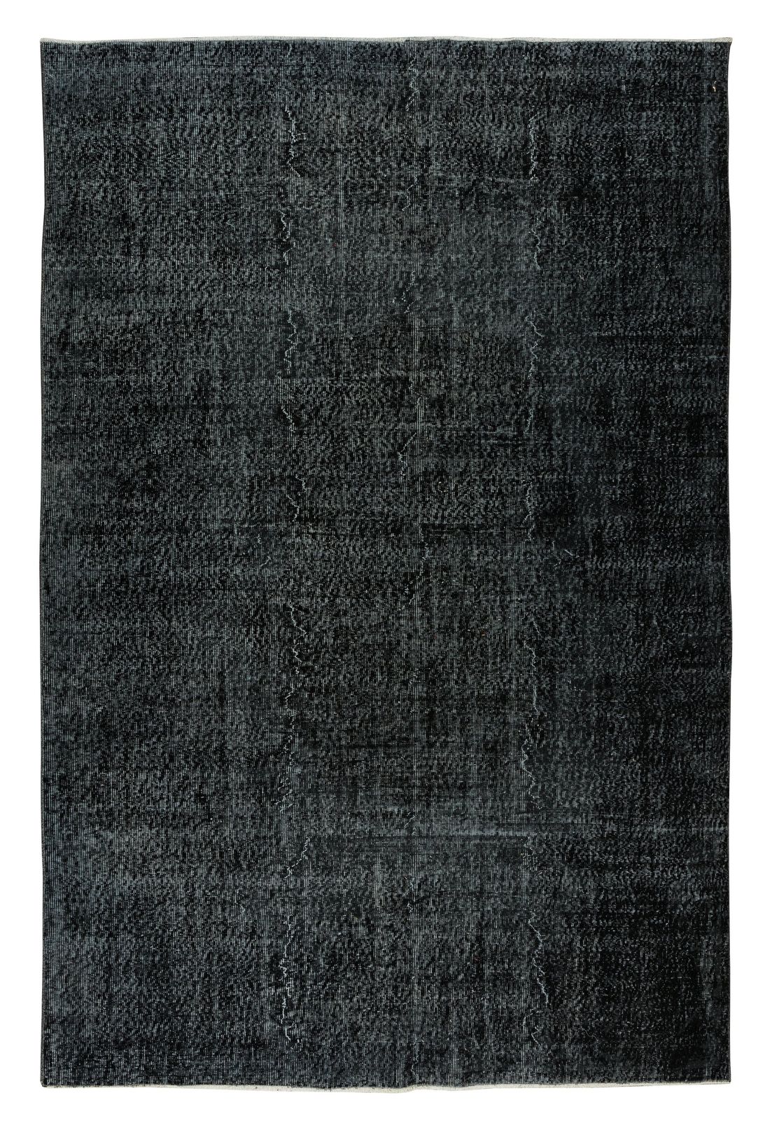 6.4x9.6 Ft Handmade Vintage Turkish Area Rug Re Dyed In Black 4 Modern Interiors
