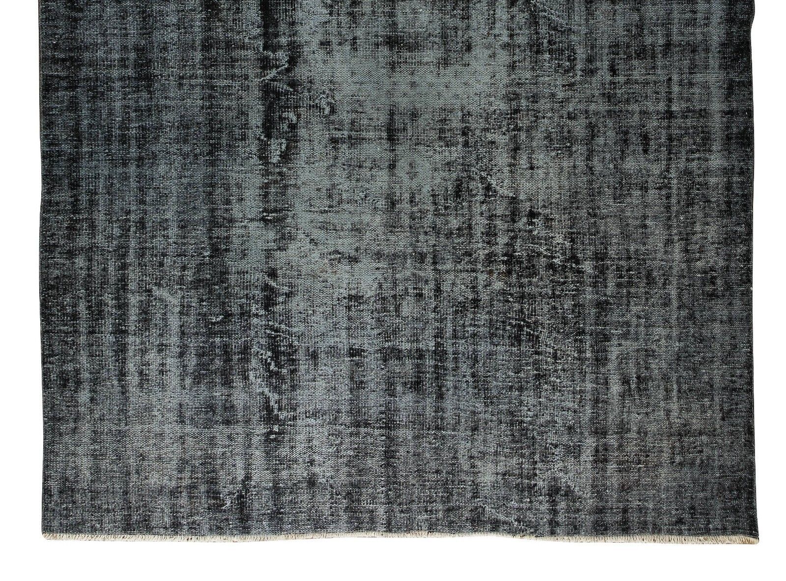 6.8x10 Ft Hand Knotted Vintage Turkish Rug Over Dyed In Black For Modern Homes photo 586.0