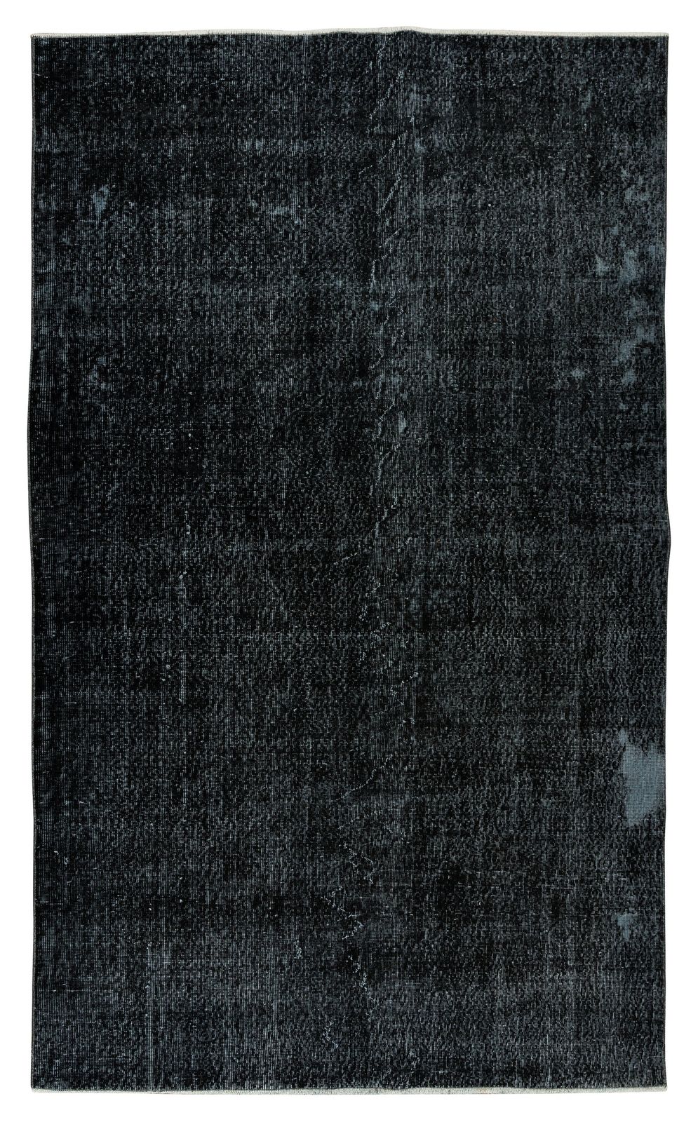 6x9.6 Ft Black Re Dyed Rug For Modern Interiors, Vintage Handmade Turkish Carpet