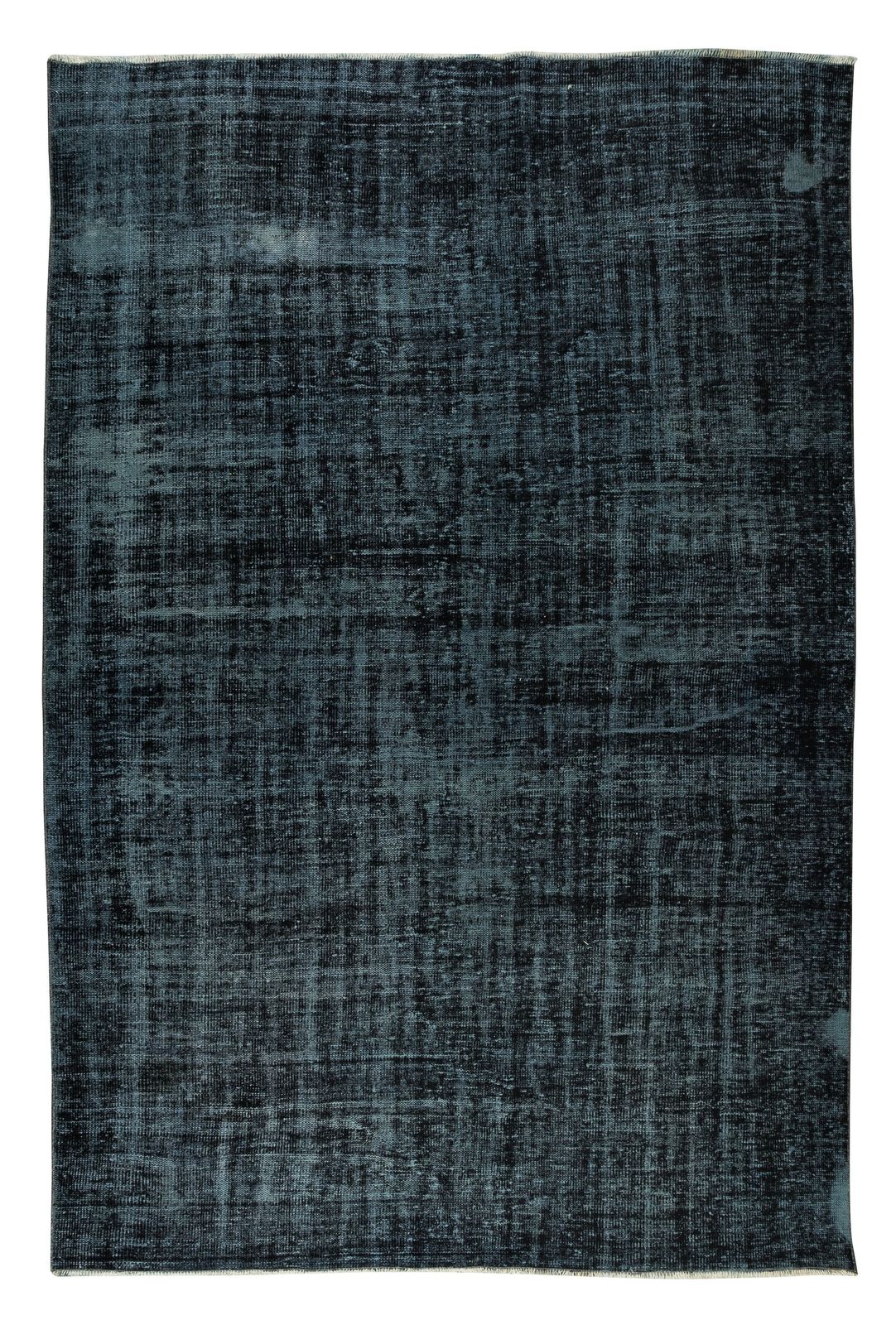 6.9x10 Ft Vintage Handmade Turkish Rug Over Dyed In Black For Modern Interiors