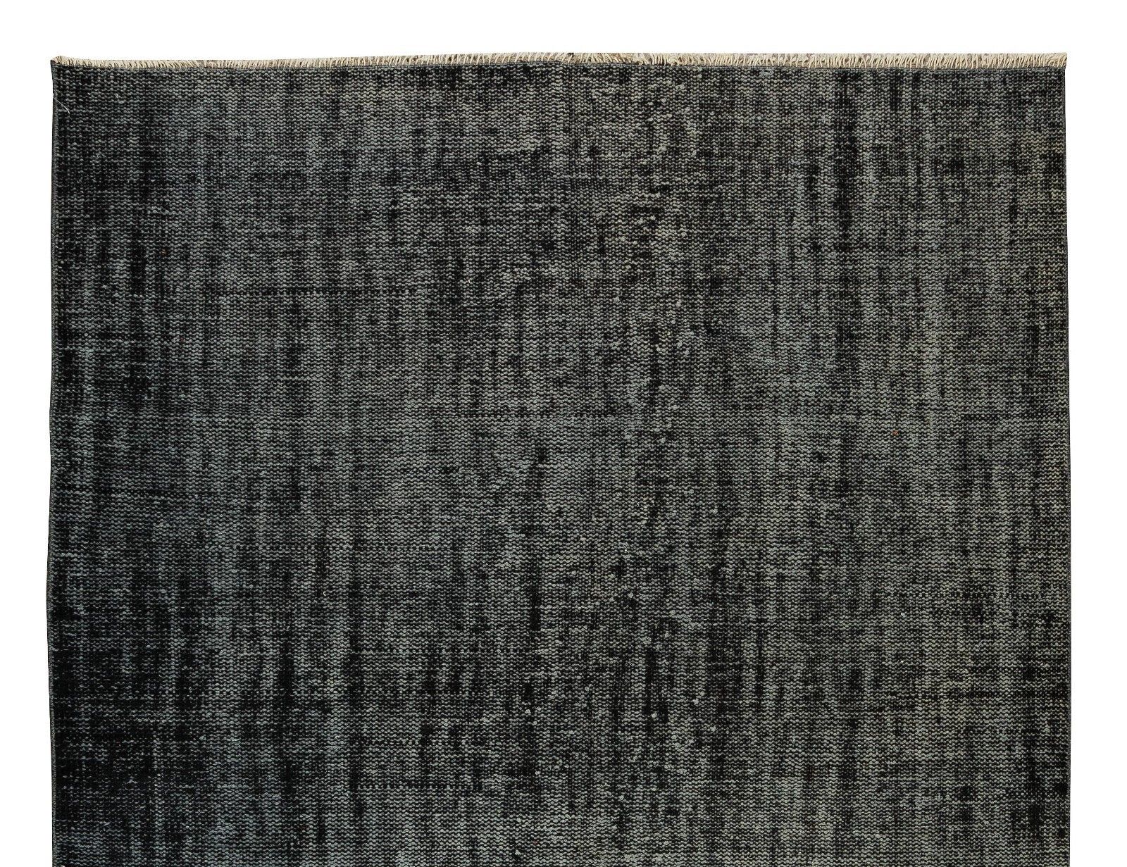 5.7x8.8 Ft Modern Anatolian Area Rug Over Dyed In Black, Vintage Handmade Carpet photo Textiles