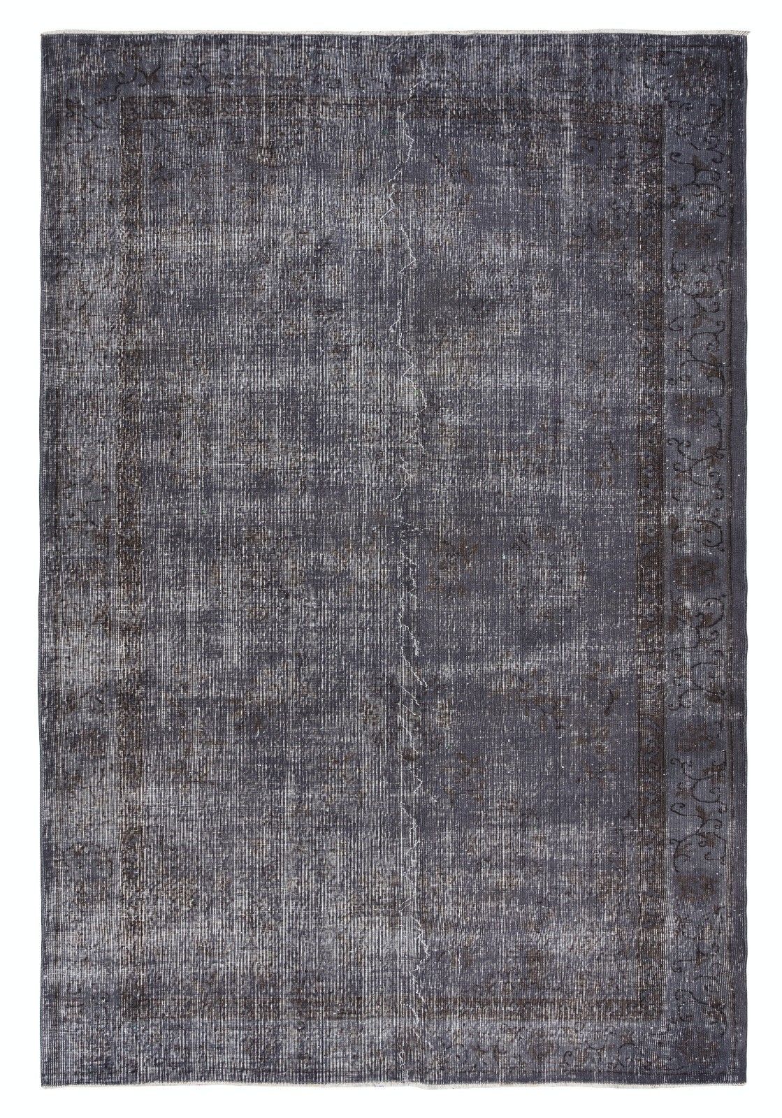 7x10.7 Ft Modern Gray Area Rug For Living Room, Handmade Upcycled Turkish Carpet