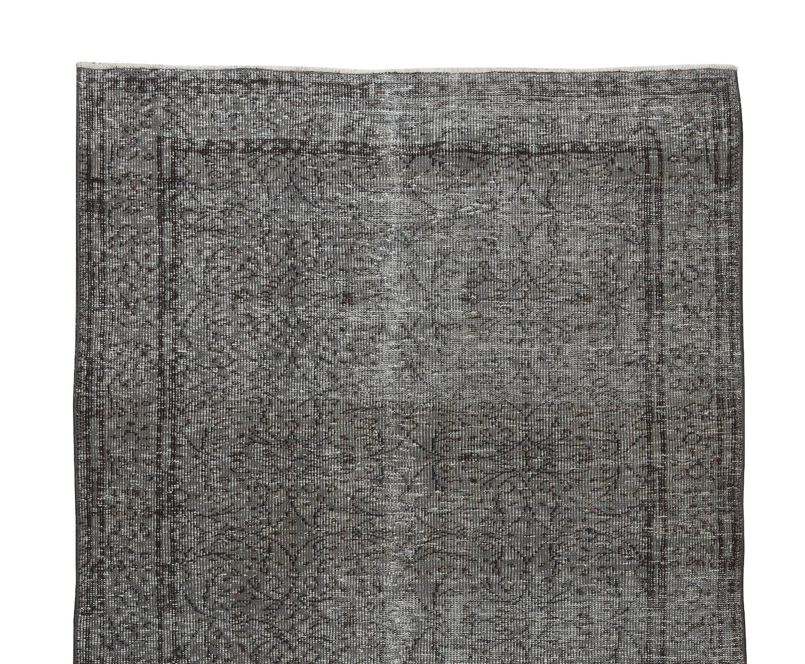 5x9 Ft Mid Century Handmade Turkish Area Rug Overdyed In Gray 4 Modern Interiors photo Textiles
