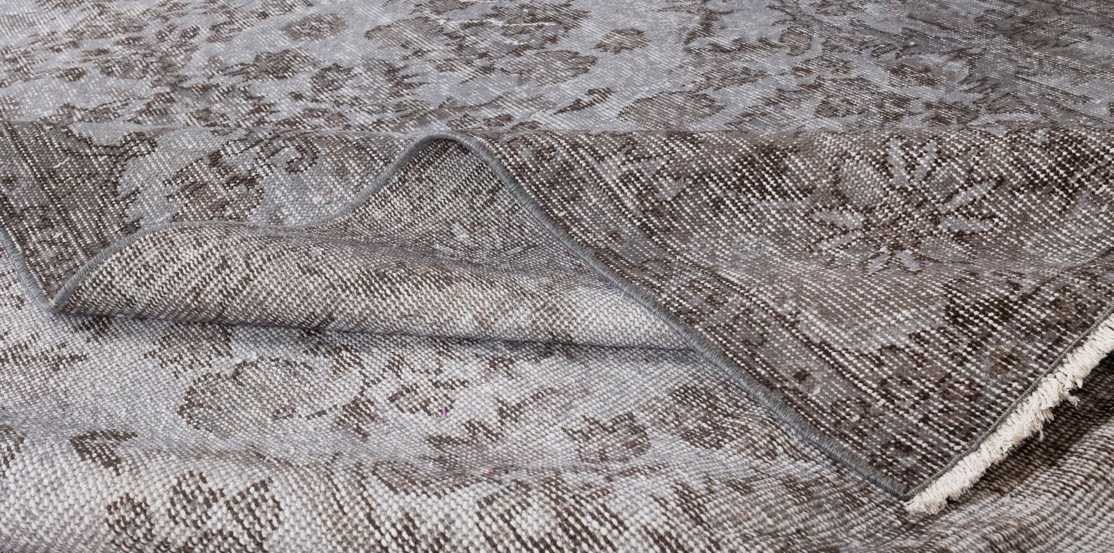 6.2x9.9 Ft Handmade Vintage Turkish Area Rug Overdyed In Gray 4 Modern Interiors photo for sale
