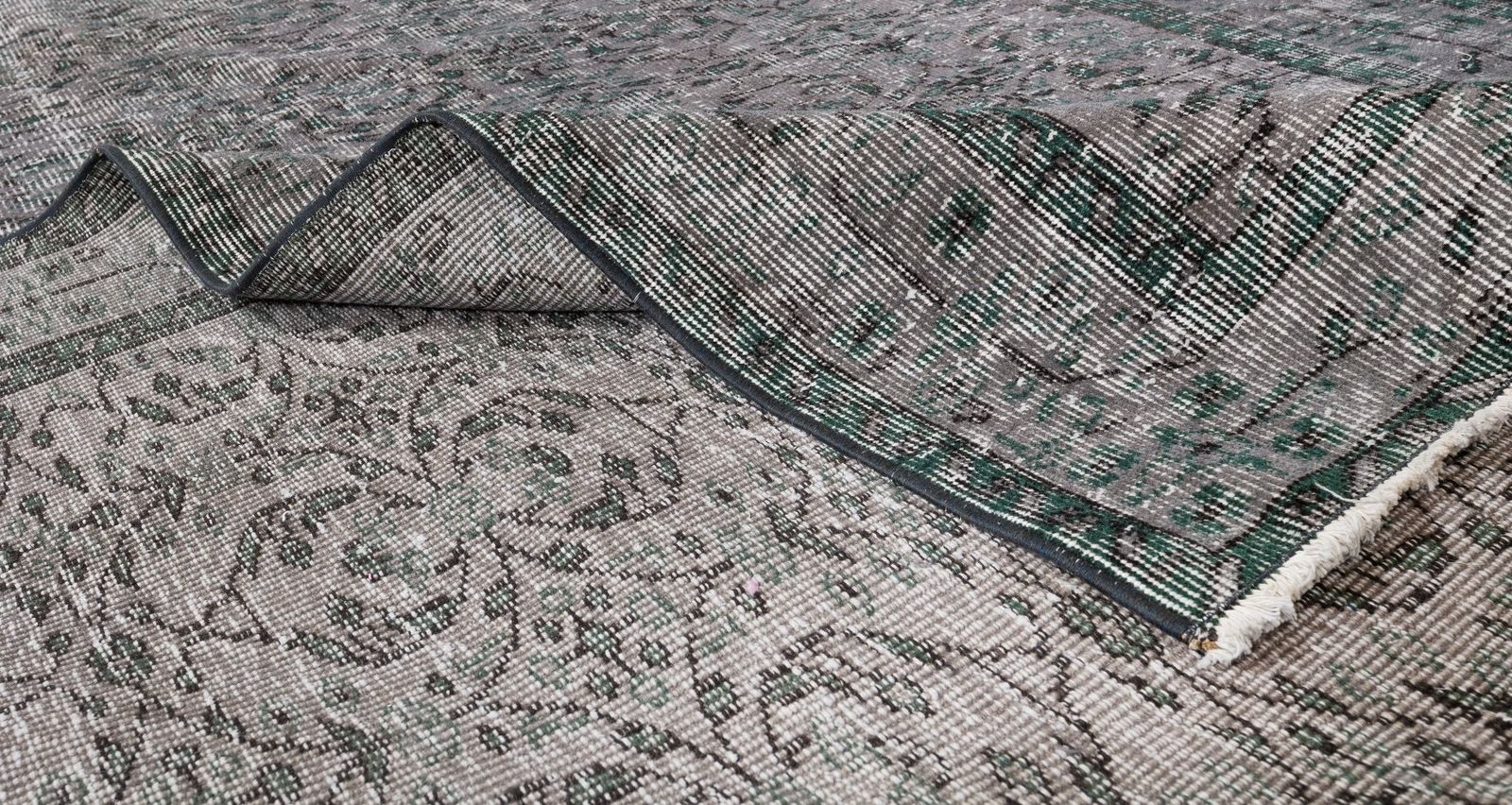 6x8.9 Ft Vintage Rug Over Dyed In Gray For Modern Interiors, Handmade In Turkey photo for sale