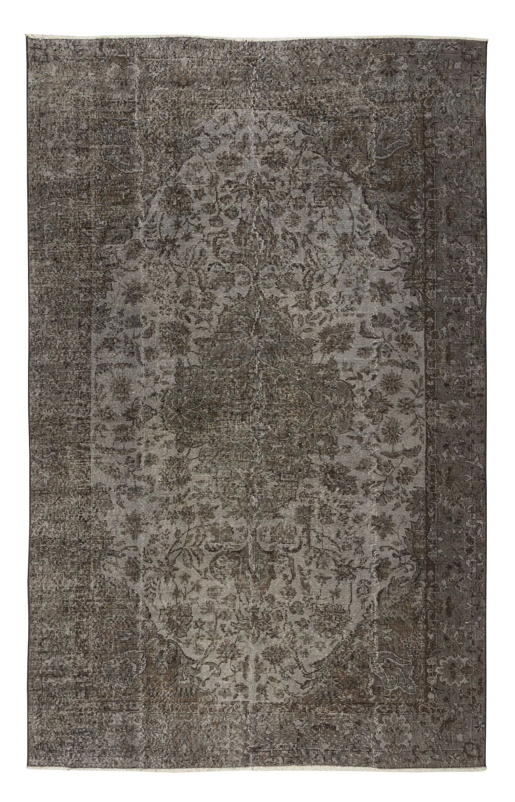 6.5x9.9 Ft Handmade Vintage Turkish Area Rug Re Dyed In Gray 4 Modern Interiors