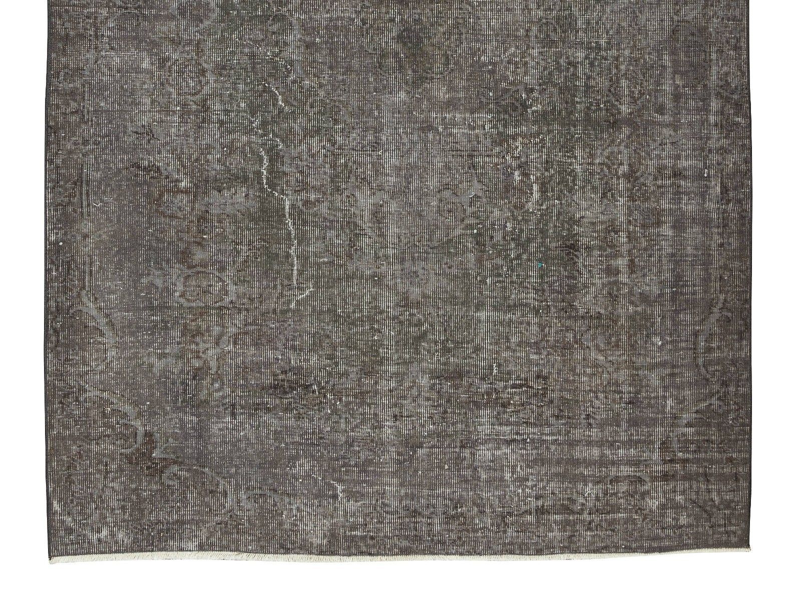 5.6x8.7 Ft Vintage Rug Over Dyed In Gray For Modern Interior, Handmade In Turkey photo 396.0