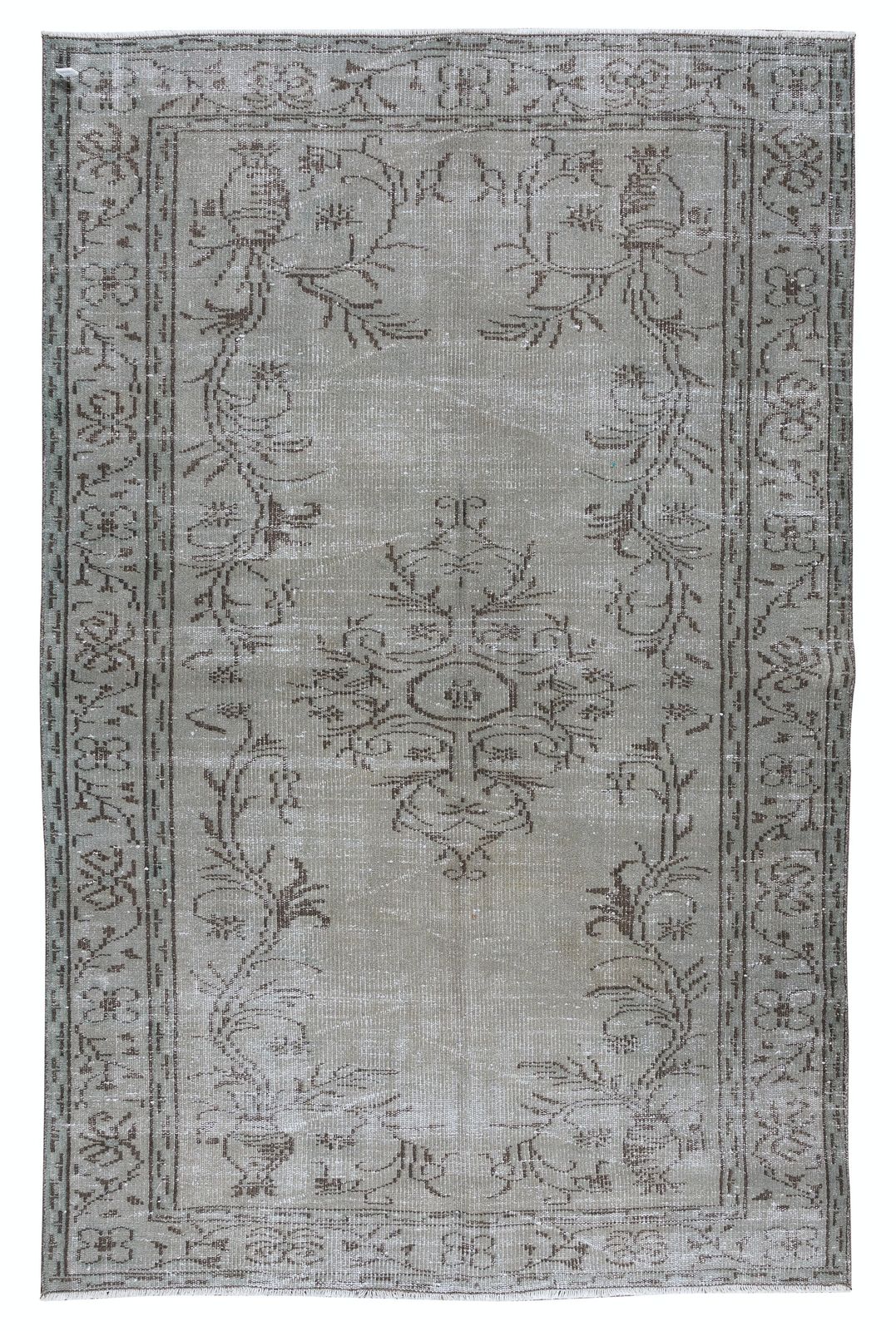 5x8 Ft Mid Century Handmade Turkish Area Rug Overdyed In Gray 4 Modern Interiors