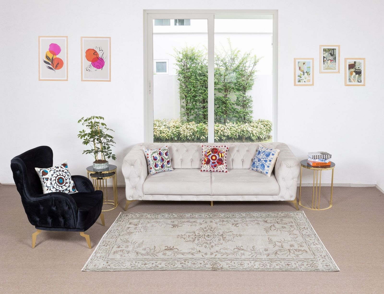 5x8 Ft Mid Century Handmade Turkish Area Rug Overdyed In Gray 4 Modern Interiors photo furniture