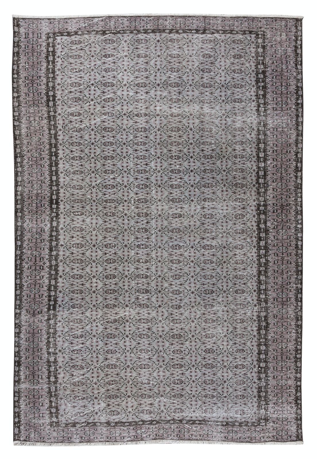 6.2x9 Ft Handmade Vintage Turkish Area Rug Over Dyed In Gray 4 Modern Interiors