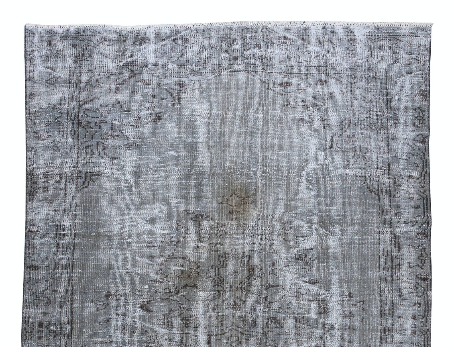 5.9x9.3 Ft Vintage Rug Re Dyed In Gray For Modern Interiors, Handmade In Turkey photo Textiles