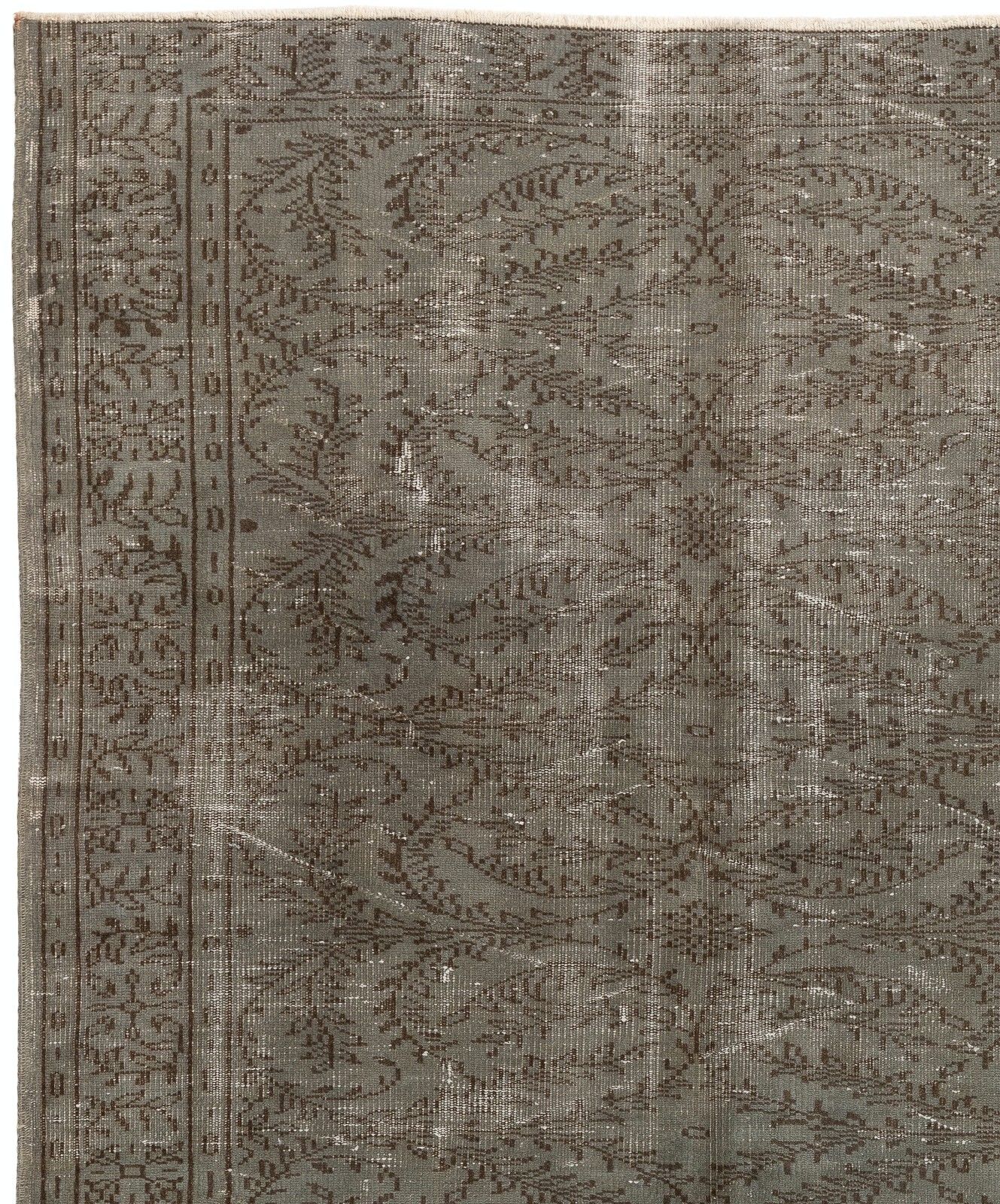 5.6x9 Ft Mid Century Handmade Turkish Wool Area Rug In Gray For Modern Interiors photo furniture