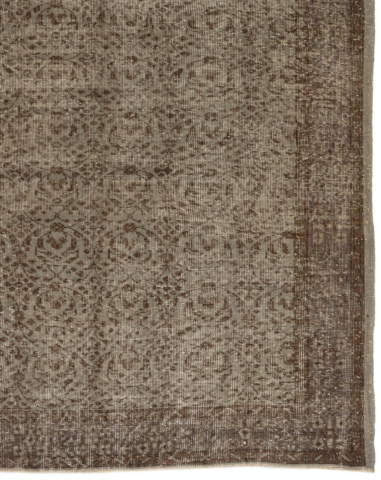 5.7x9 Ft Mid Century Floral Patterned Rug In Gray & Brown, Handknotted In Turkey photo for sale