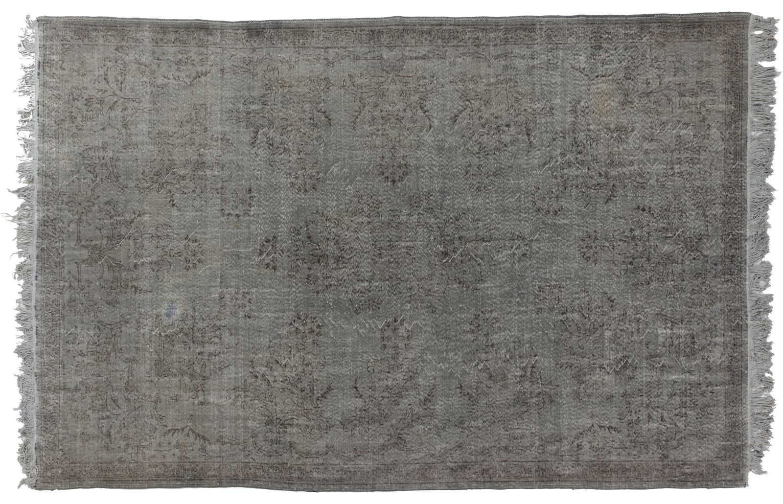 7.6x11.4 Ft Large Vintage Turkish Rug Redyed In Gray For Contemporary Interiors photo 1499.0