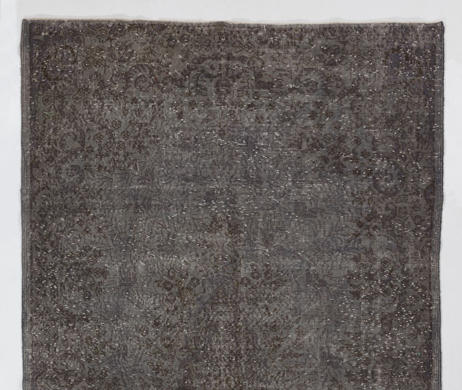 5.4x10 Ft Vintage Area Rug Overdyed In Gray, Handknotted In Turkey photo Textiles