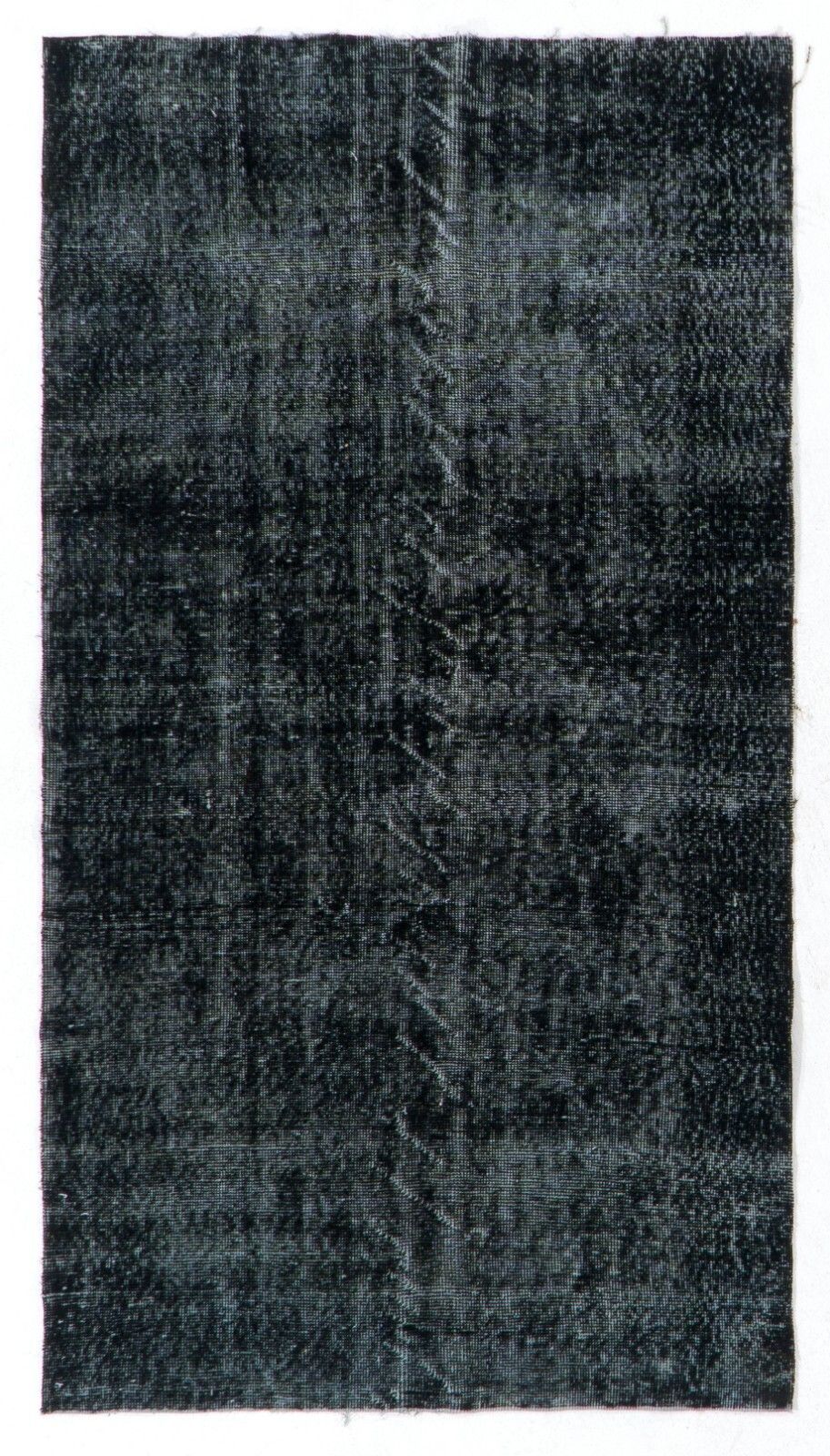 3.7x6.6 Ft Modern Accent Rug Overdyed In Solid Black, Handknotted In Turkey