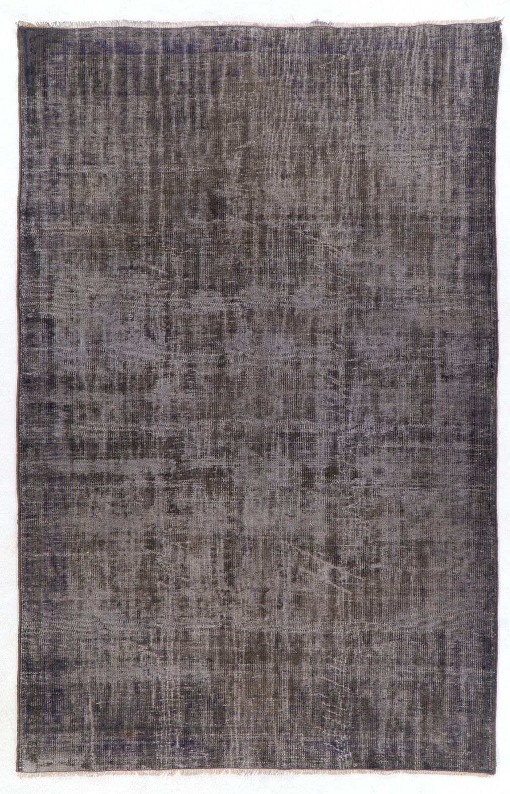 6.2x9.6 Ft Distressed Vintage Rug Overdyed In Gray, Handknotted In Turkey