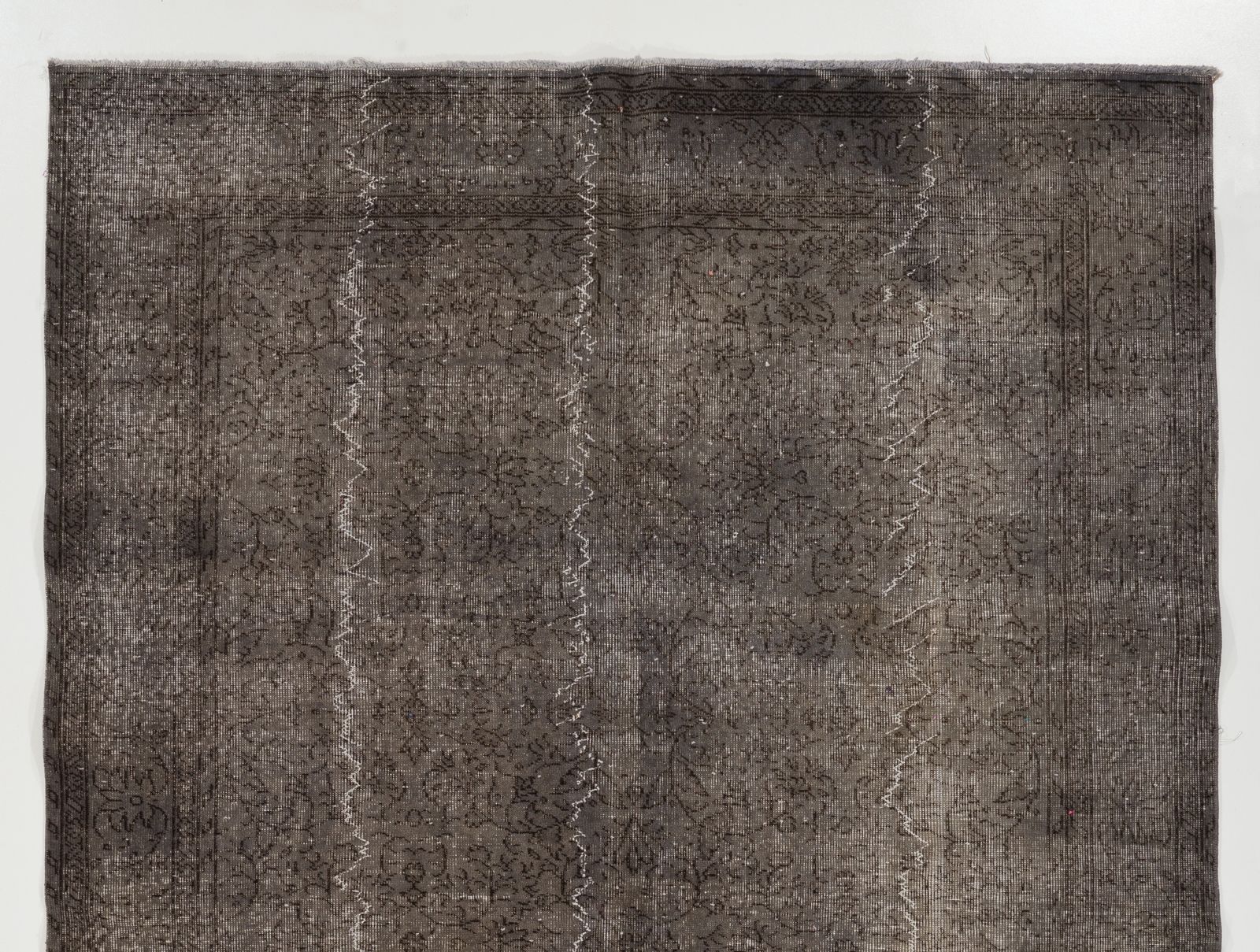 6.5x9.7 Ft Mid Century Area Rug Overdyed In Gray, Handknotted In Turkey photo Textiles
